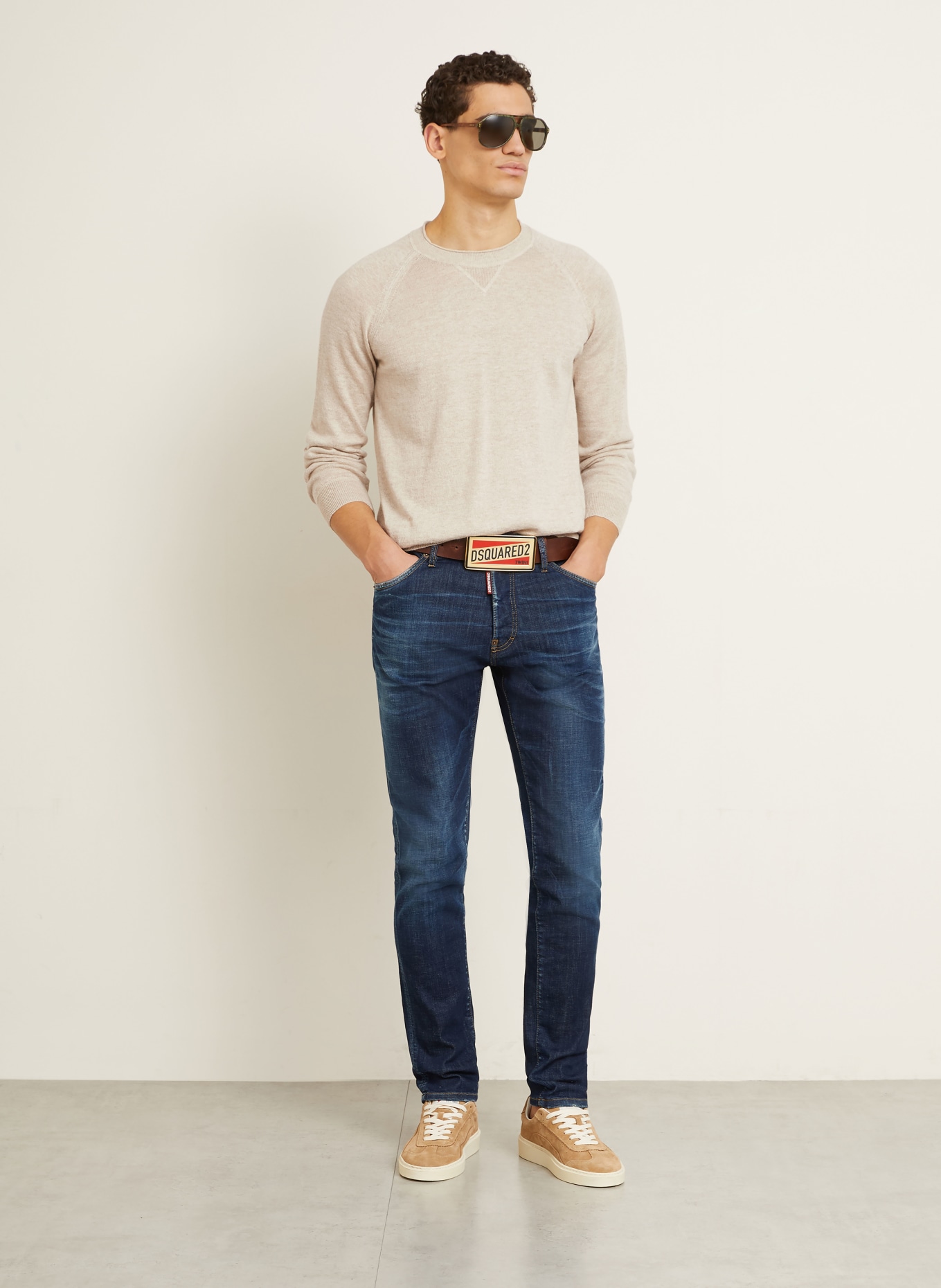 DSQUARED2 Pullover mit Leinen: BEIGE