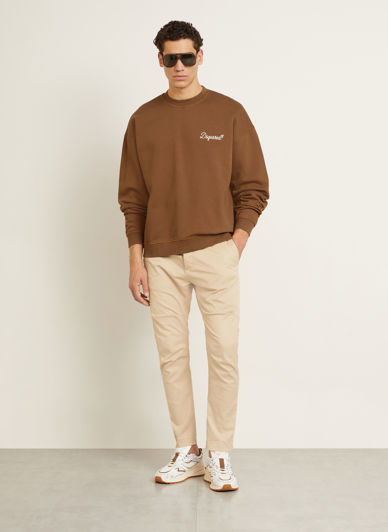 DSQUARED2 sweatshirt: BROWN / CREAM
