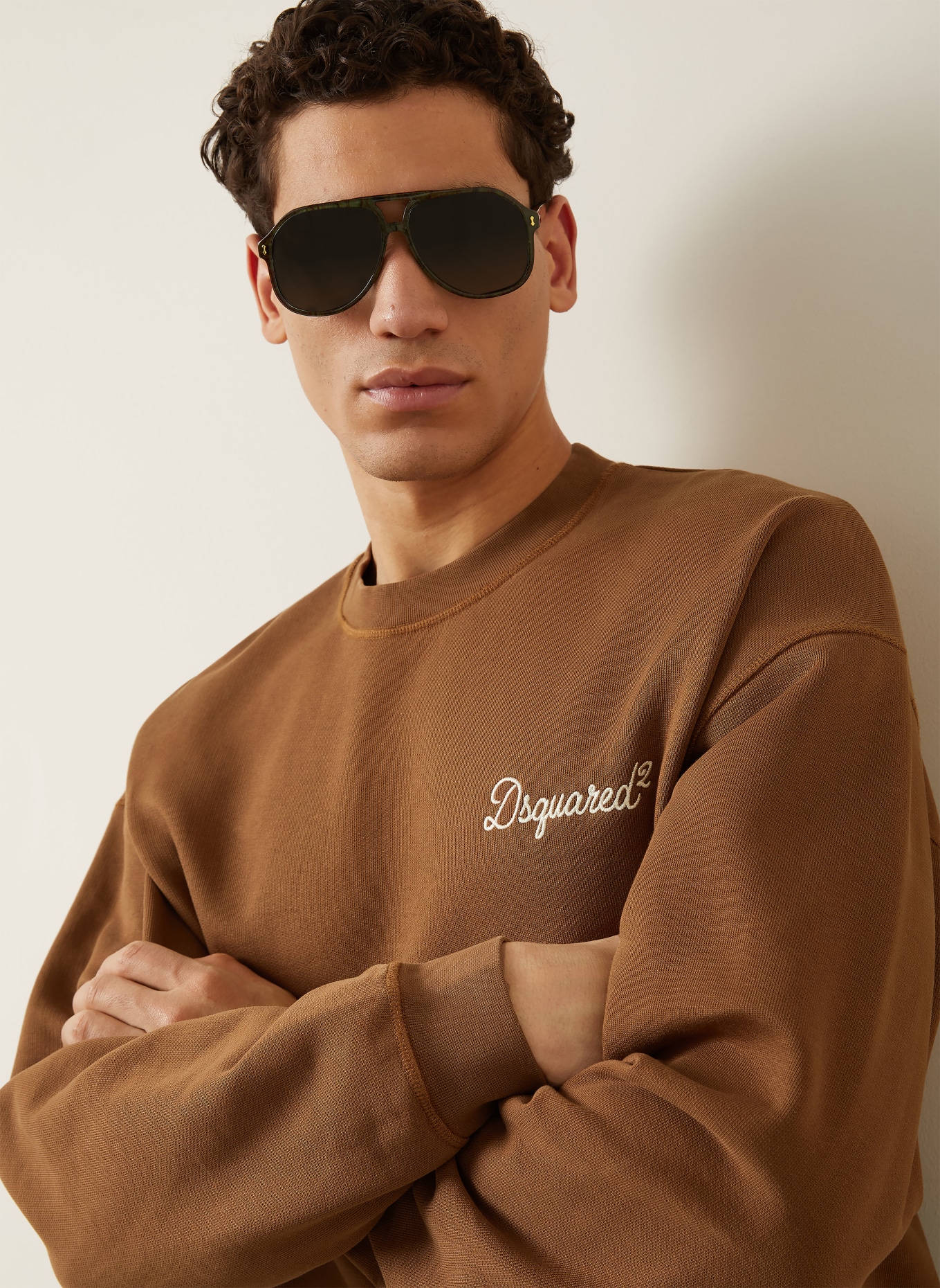 DSQUARED2 sweatshirt: BROWN / CREAM