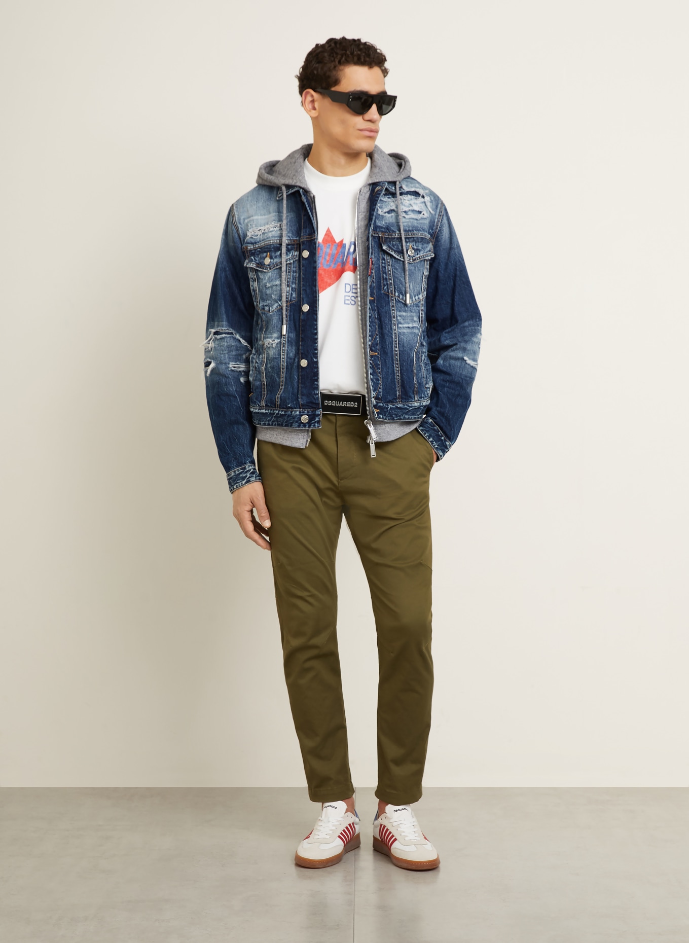 DSQUARED2 Jeansjacke mit Blende: BLAU / GRAU