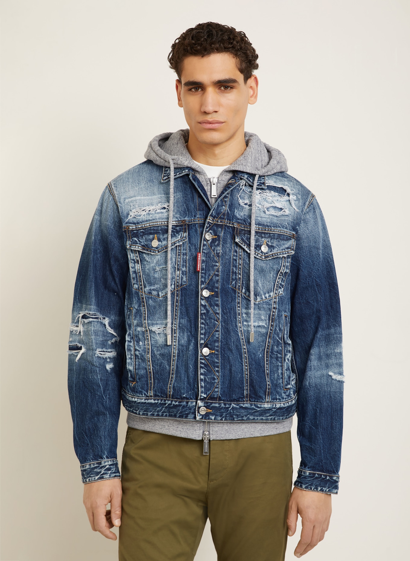 DSQUARED2 Jeansjacke mit Blende: BLAU / GRAU