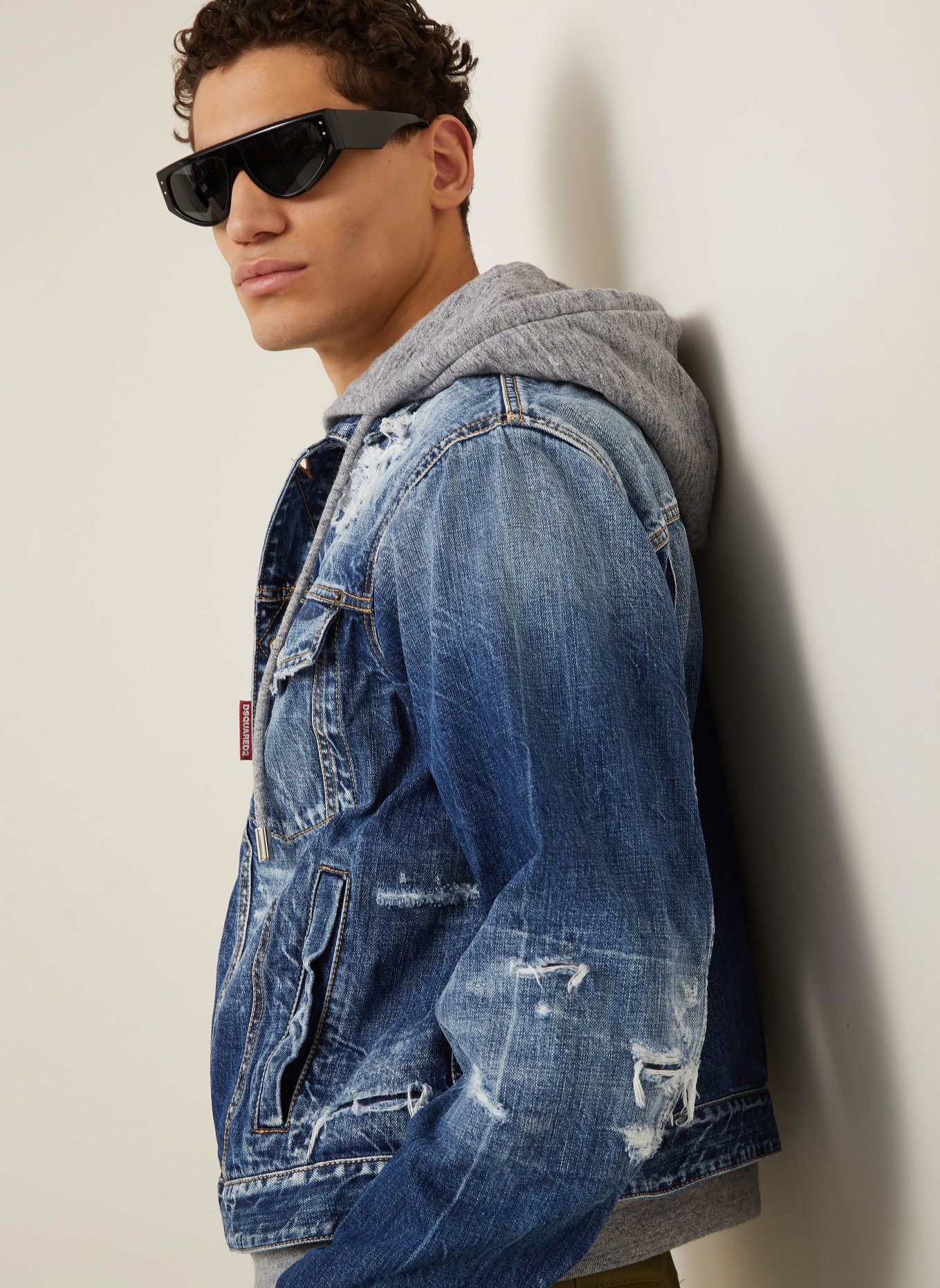 DSQUARED2 Jeansjacke mit Blende: BLAU / GRAU