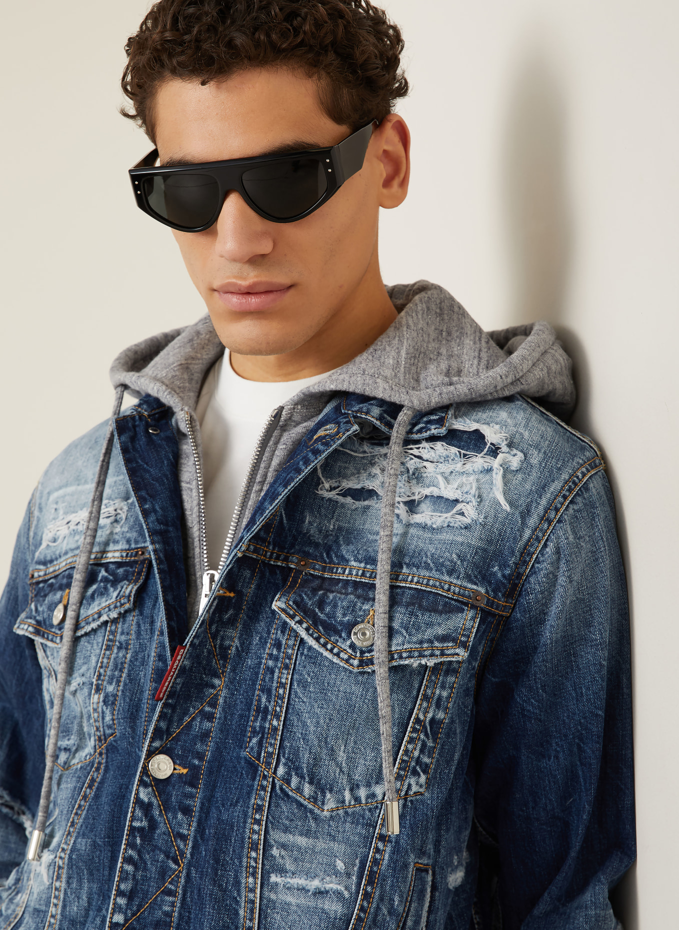 DSQUARED2 Jeansjacke mit Blende: BLAU / GRAU