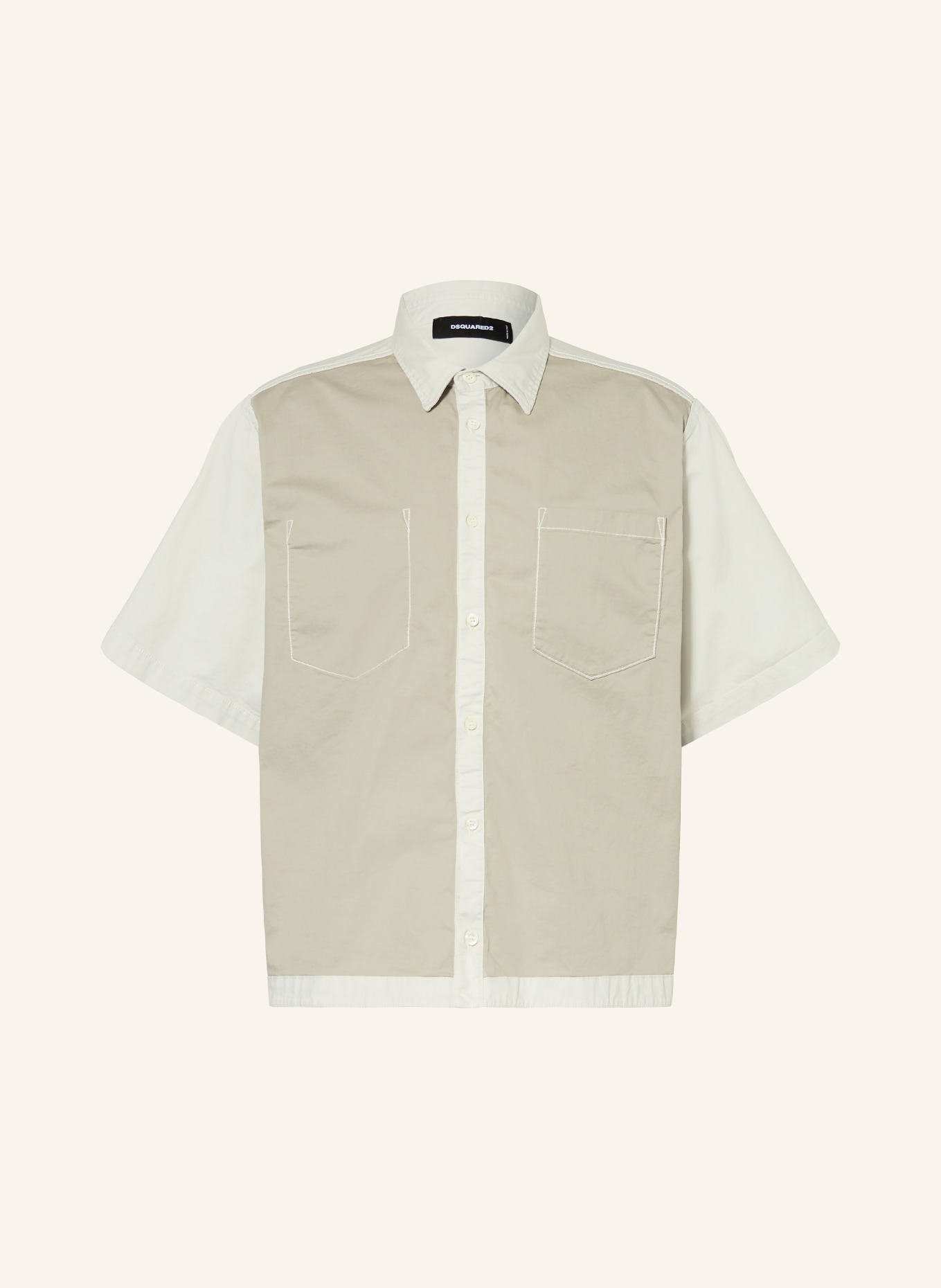 DSQUARED2 Kurzarm-Hemd Comfort Fit: BEIGE / ECRU