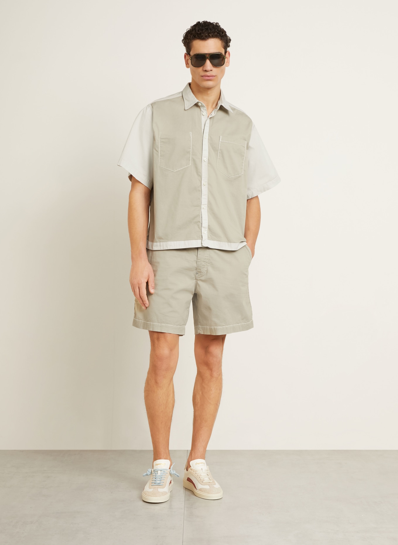 DSQUARED2 Kurzarm-Hemd Comfort Fit: BEIGE / ECRU