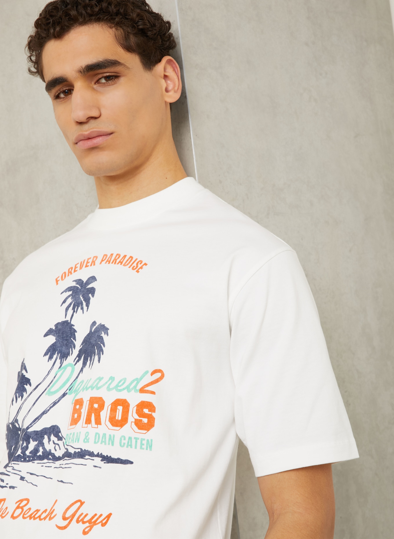 DSQUARED2 T-shirt: WHITE / ORANGE / DARK BLUE