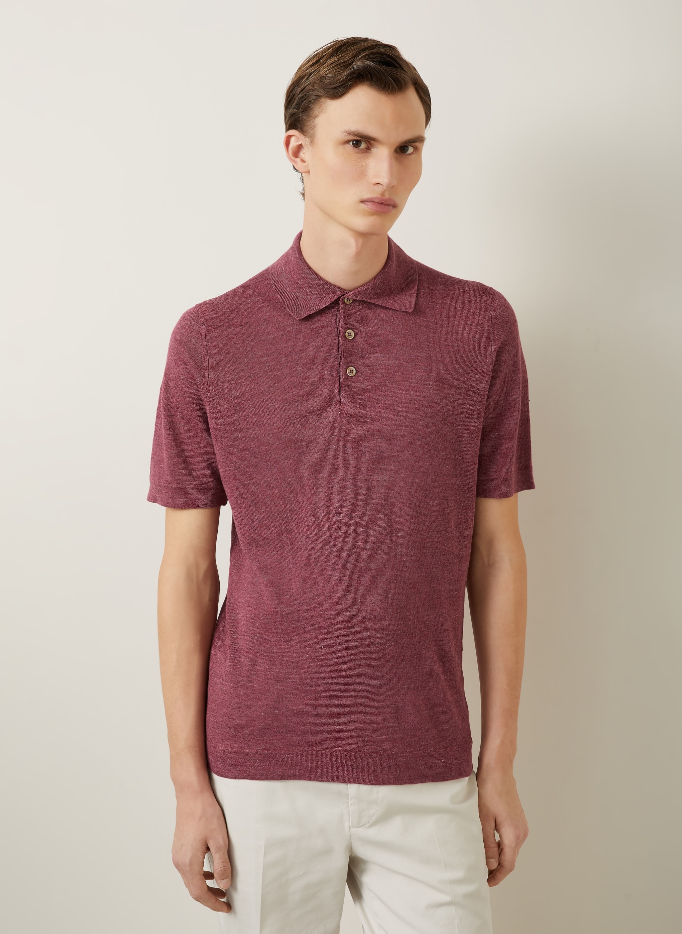 BRUNELLO CUCINELLI Strick-Poloshirt Regular Fit: DUNKELROT