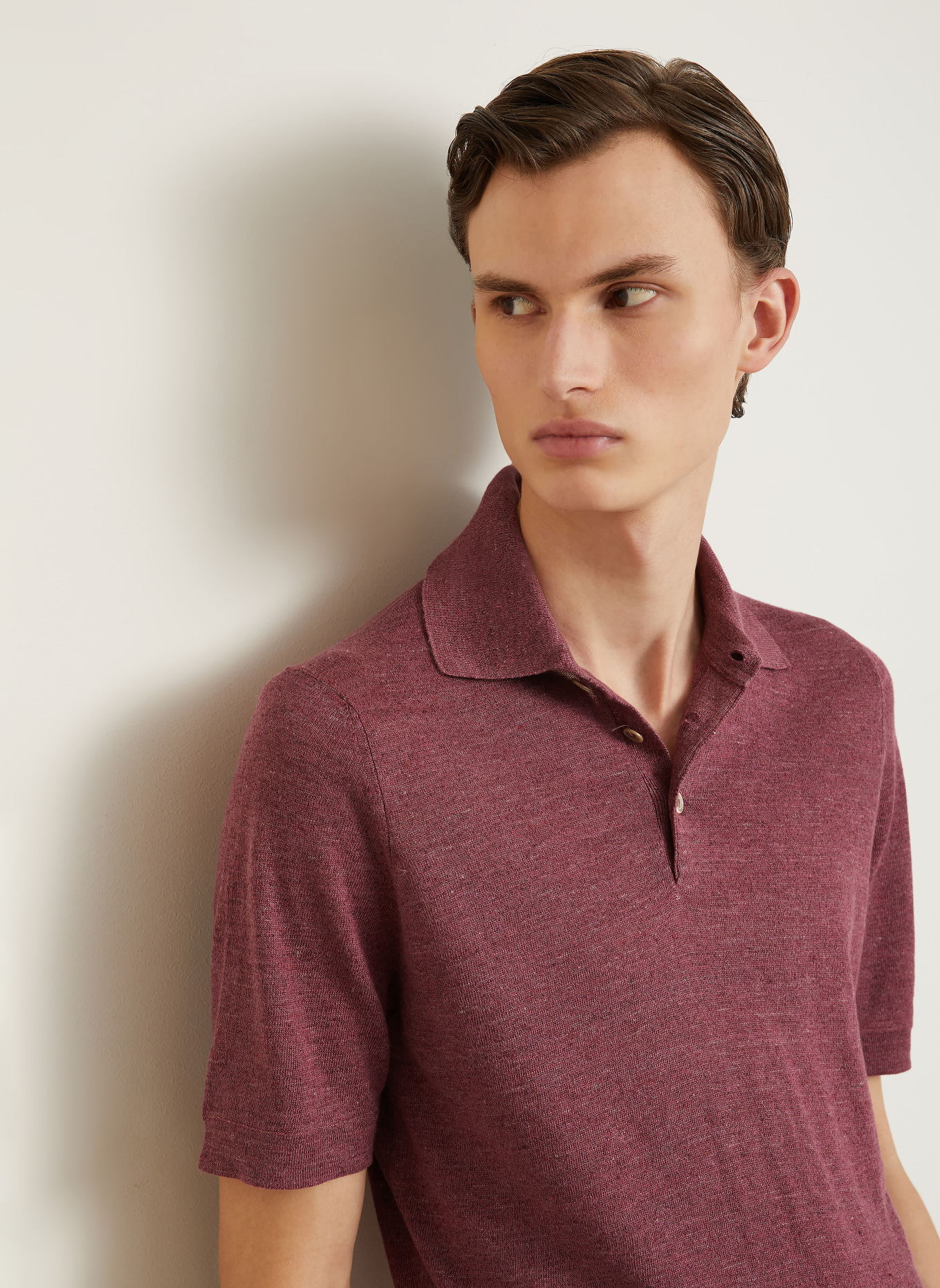 BRUNELLO CUCINELLI Strick-Poloshirt Regular Fit: DUNKELROT