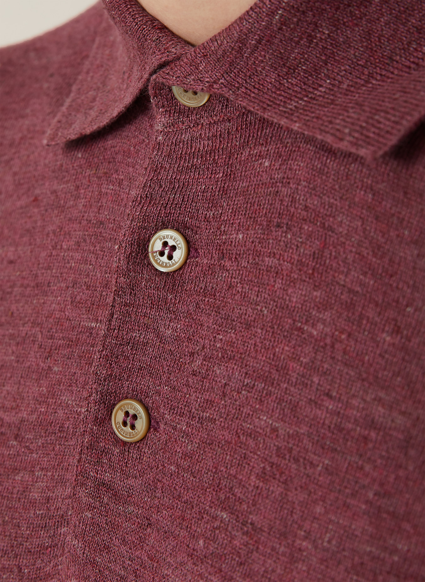 BRUNELLO CUCINELLI Strick-Poloshirt Regular Fit: DUNKELROT