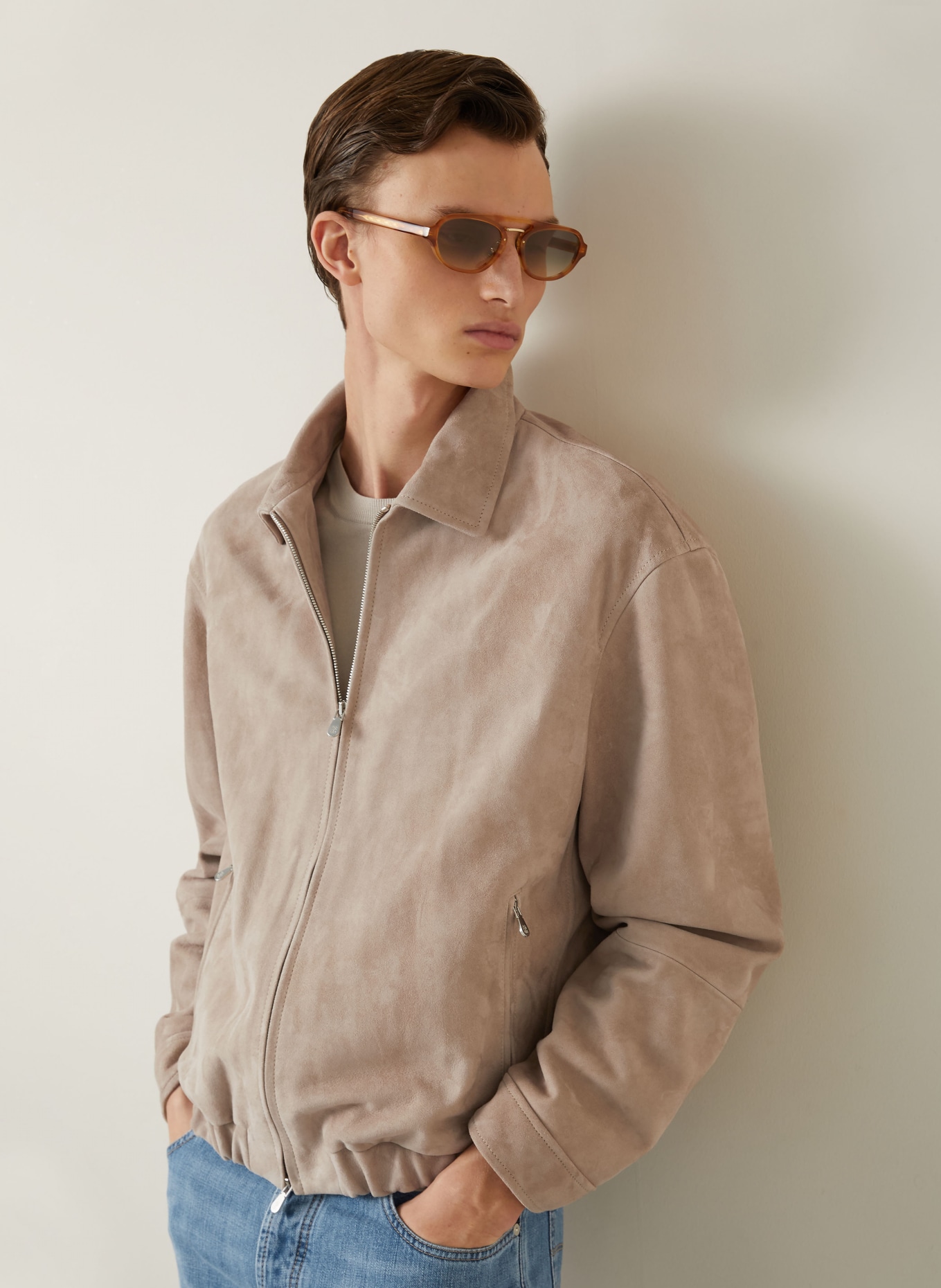 BRUNELLO CUCINELLI Lederjacke GIUBINO: TAUPE