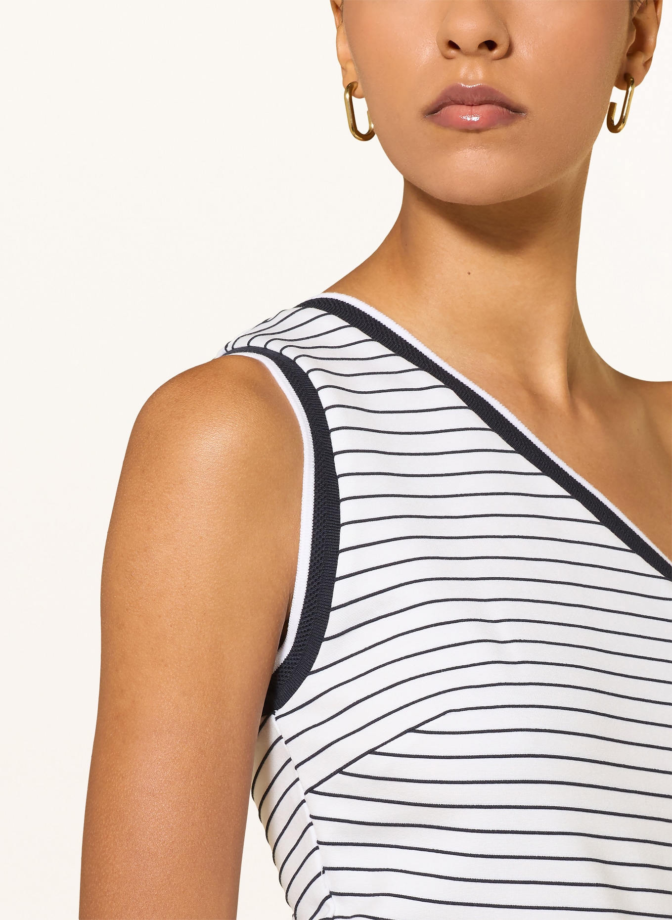 GUESS One-Shoulder-Top ALPHONSINE: WEISS / DUNKELBLAU