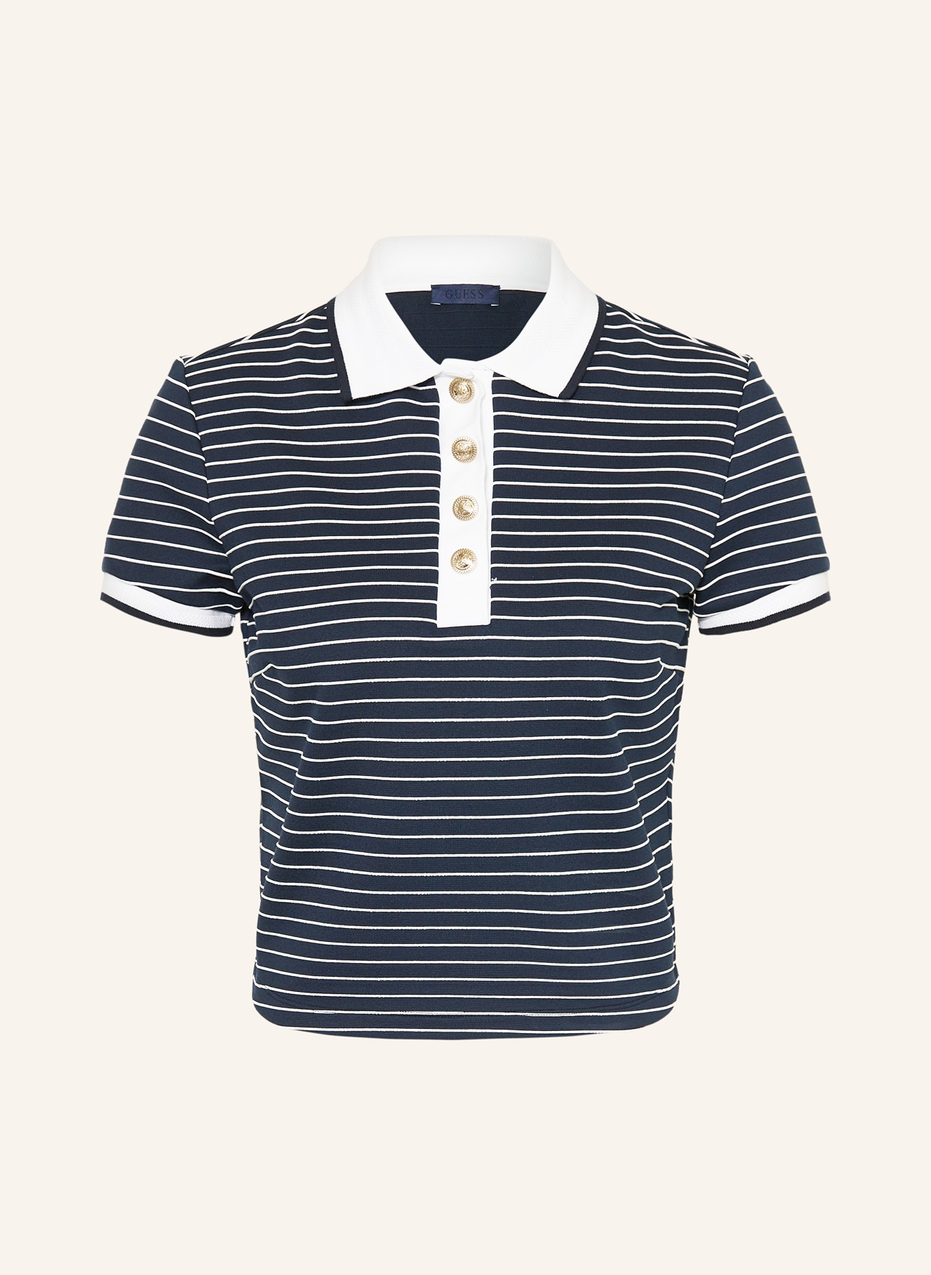 GUESS jersey polo shirt: DARK BLUE / WHITE