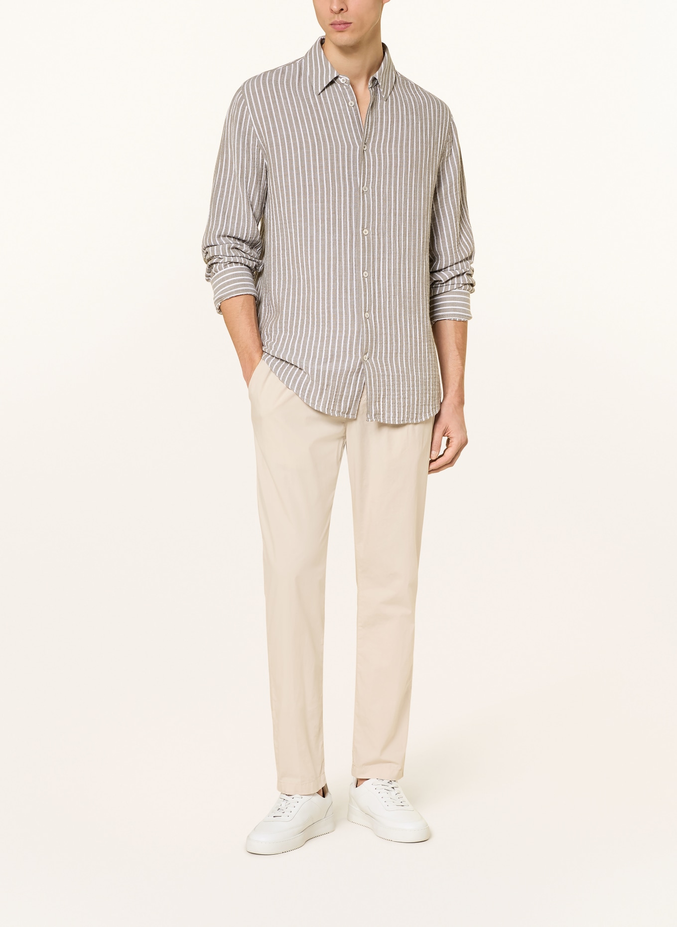 Juvia Regular fit muslin shirt: KHAKI / WHITE