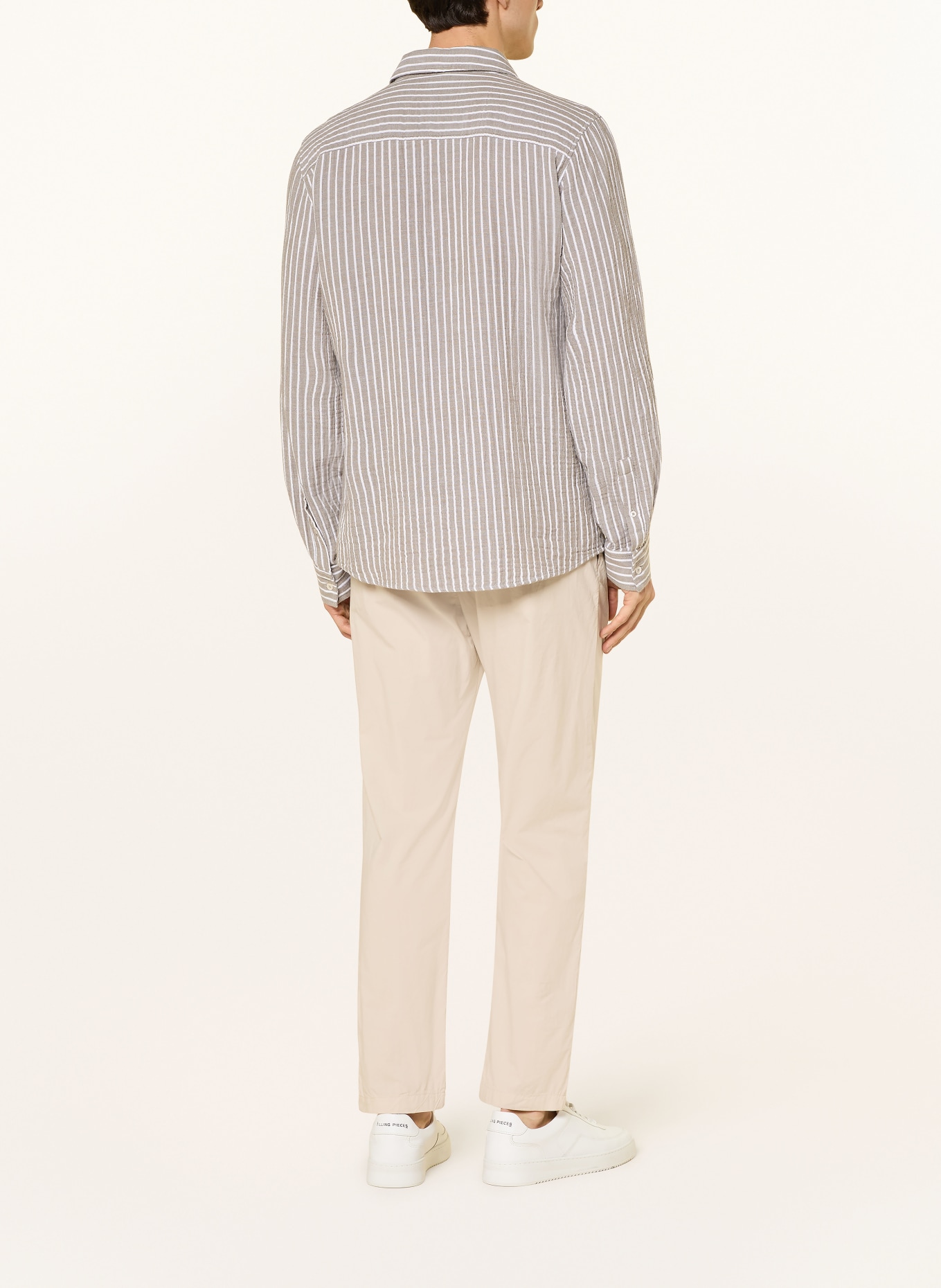 Juvia Regular fit muslin shirt: KHAKI / WHITE