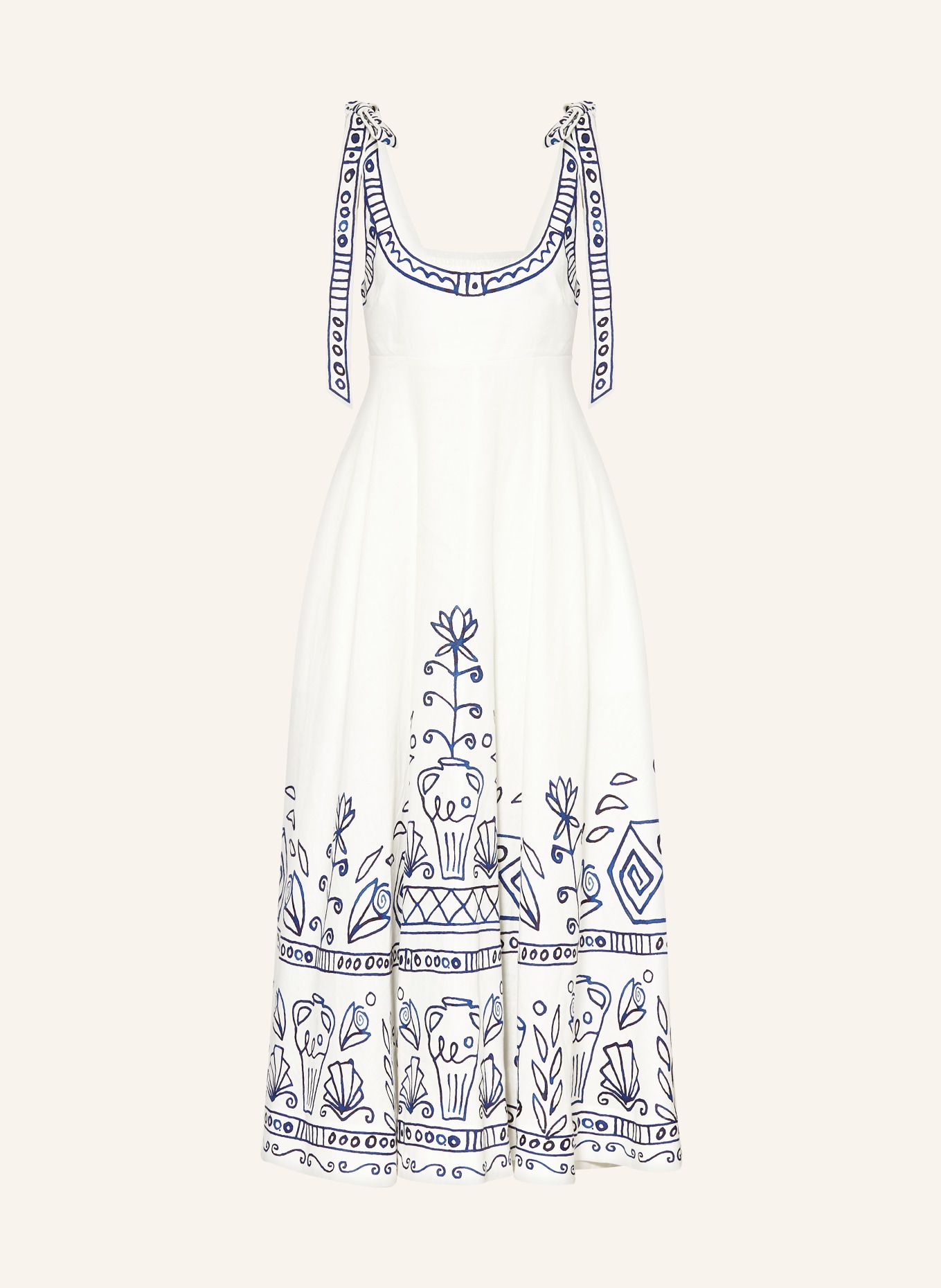 ALÉMAIS Leinenkleid LEELA: WEISS / DUNKELBLAU