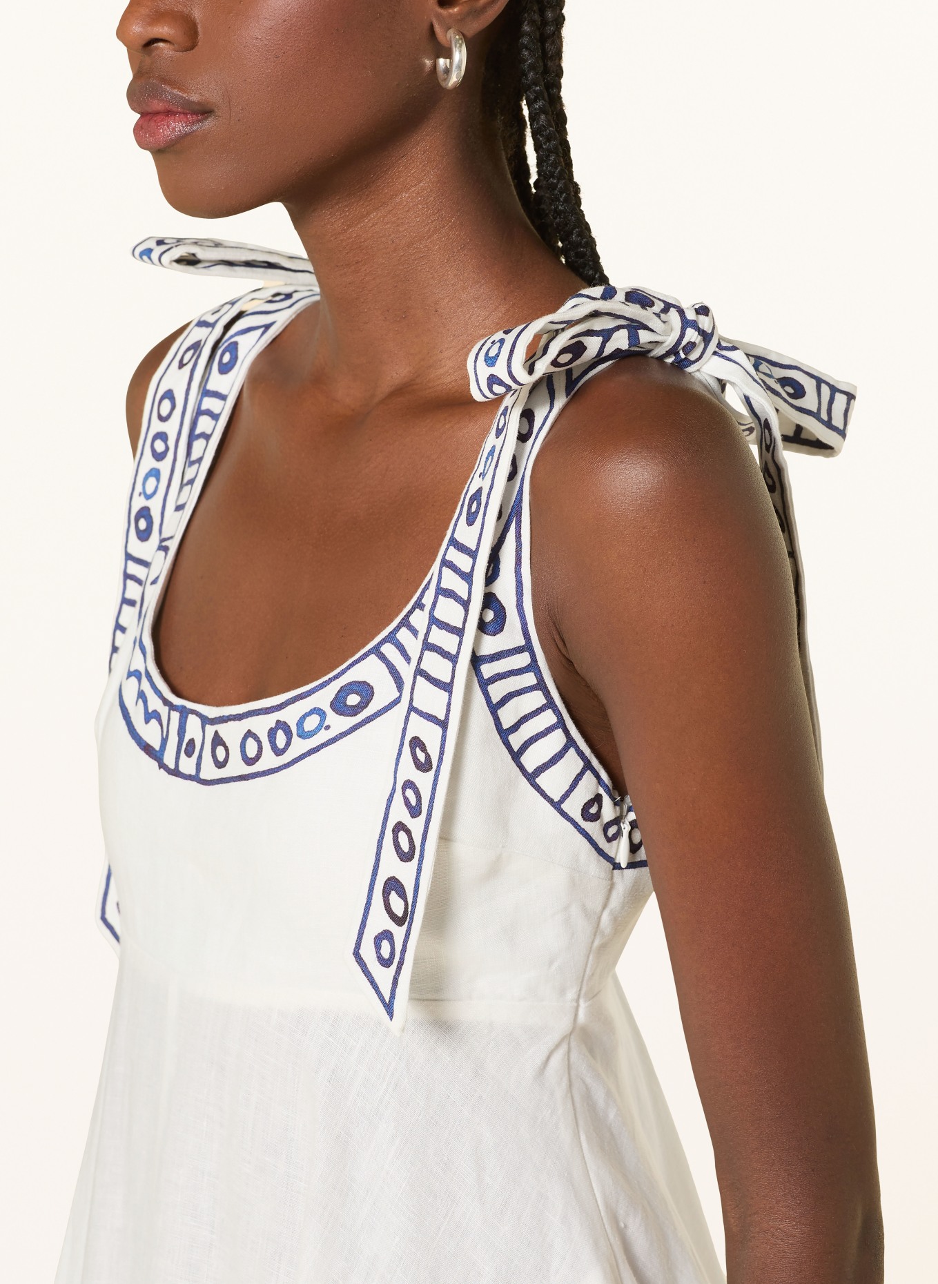 ALÉMAIS Leinenkleid LEELA: WEISS / DUNKELBLAU