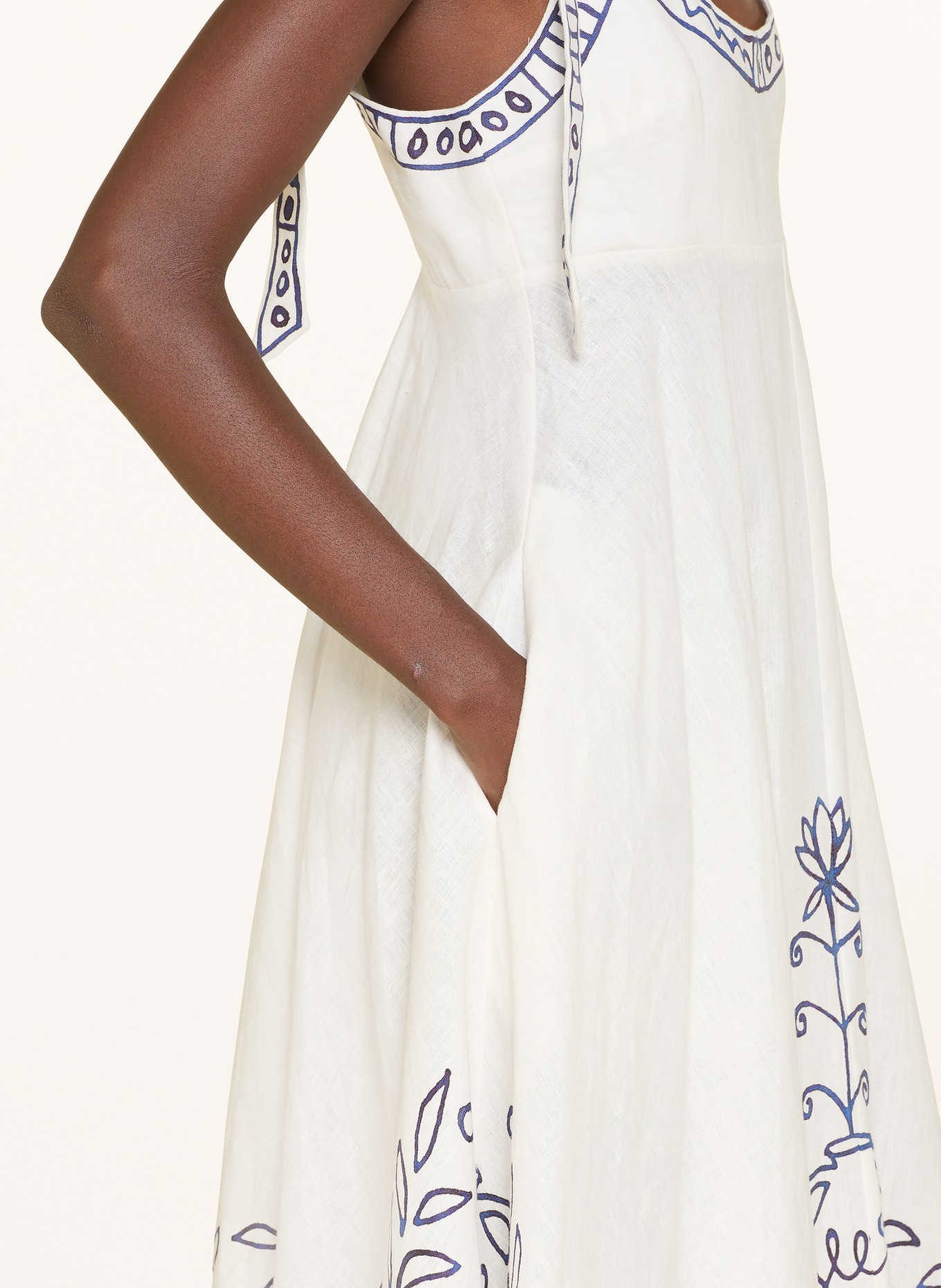 ALÉMAIS Leinenkleid LEELA: WEISS / DUNKELBLAU