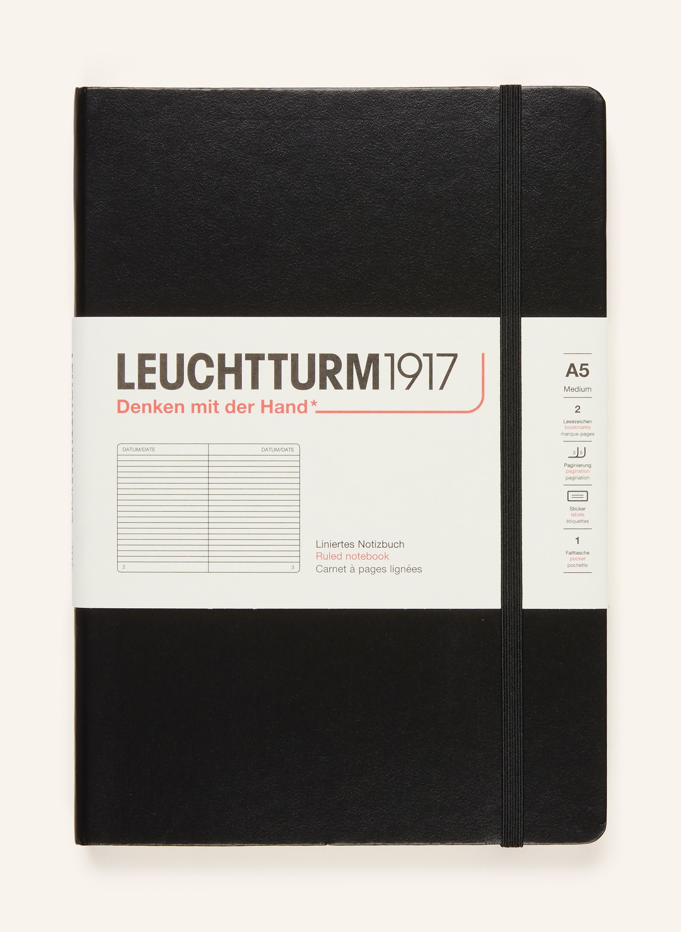 LEUCHTTURM Notizbuch MEDIUM: SCHWARZ