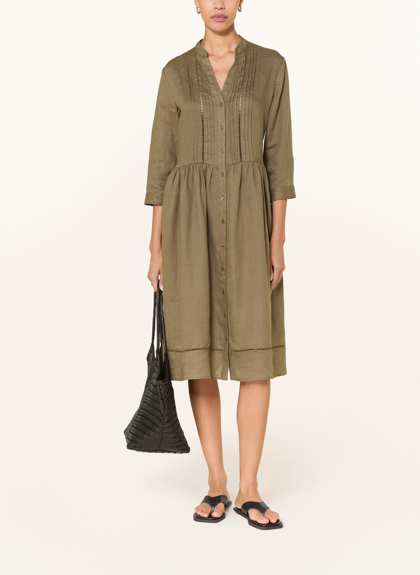 van Laack Leinenkleid VL-KAIMI-E mit 3/4-Arm: KHAKI