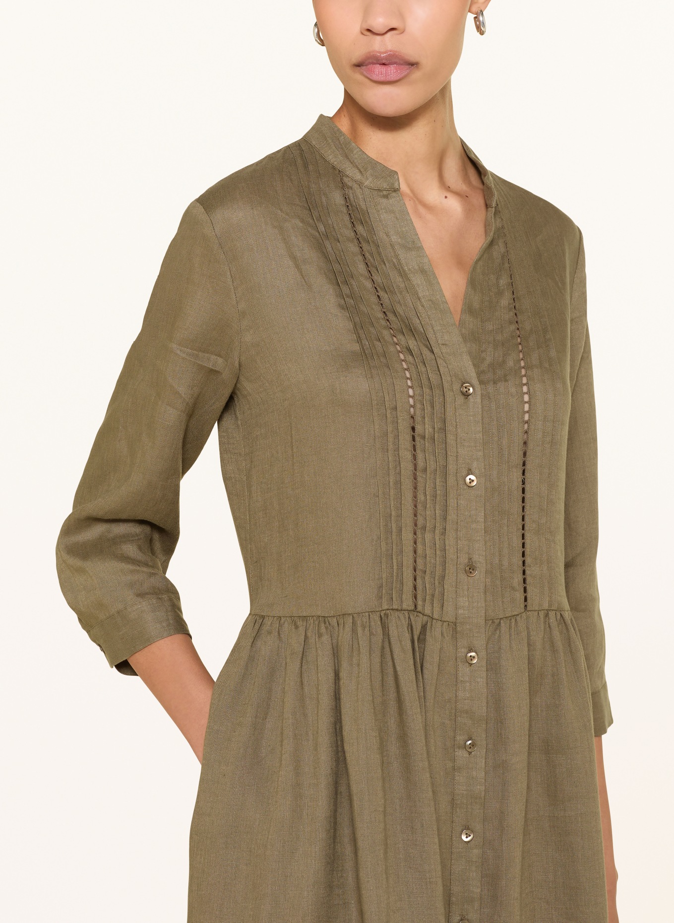 van Laack Leinenkleid VL-KAIMI-E mit 3/4-Arm: KHAKI