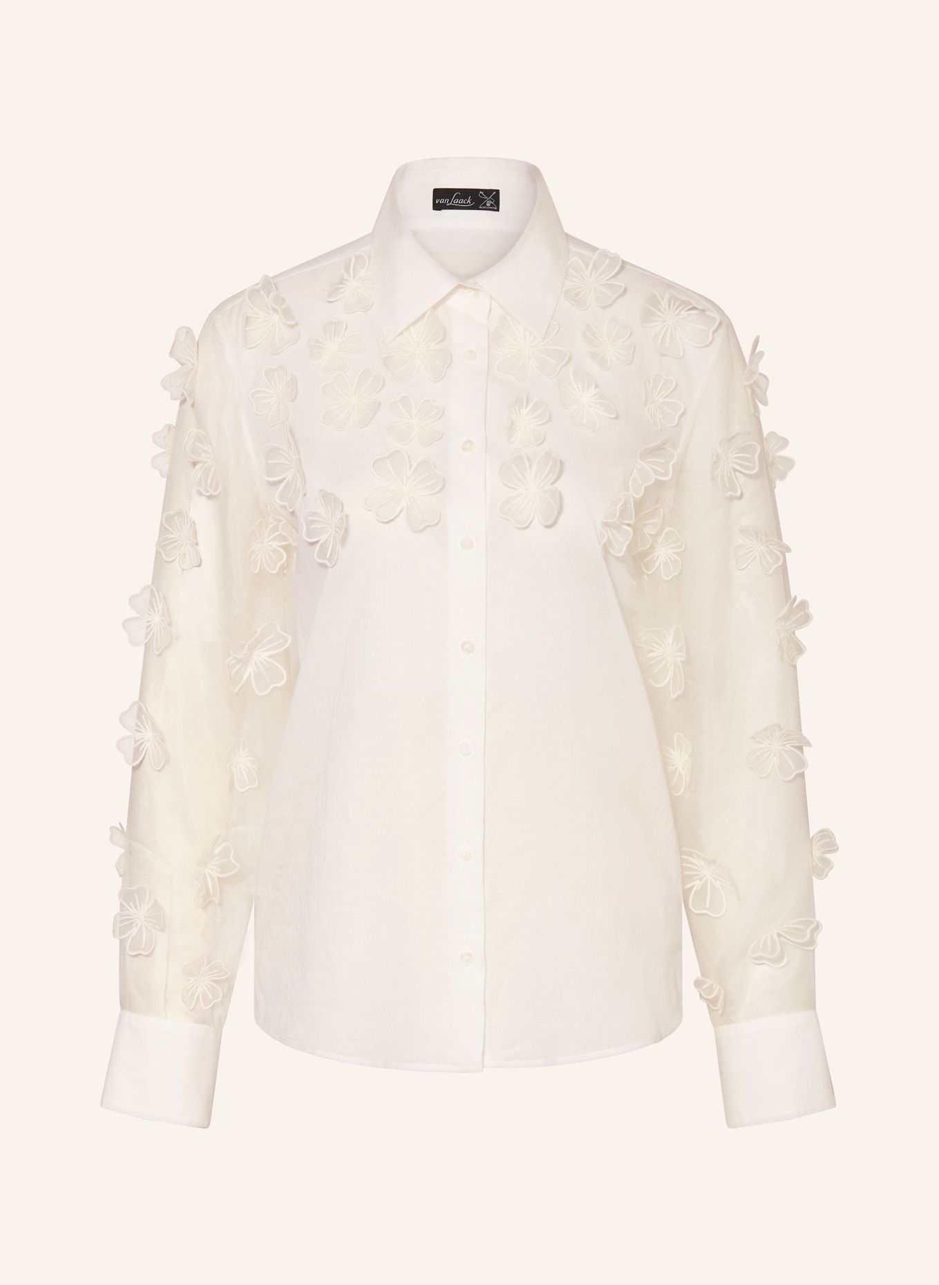 van Laack Hemdbluse VL-CELLY-FAPPL im Materialmix: WEISS