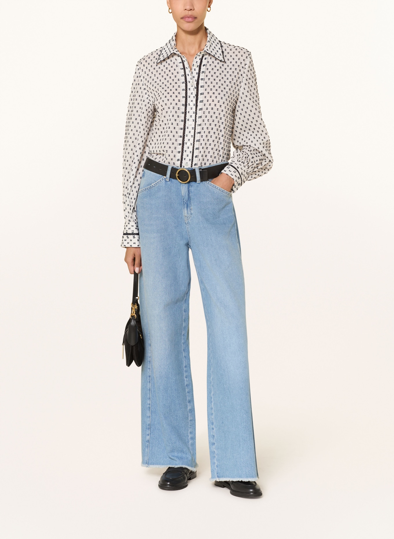 van Laack Bluzka koszulowa VL-CELLINE-PB: BIAŁY / GRANATOWY