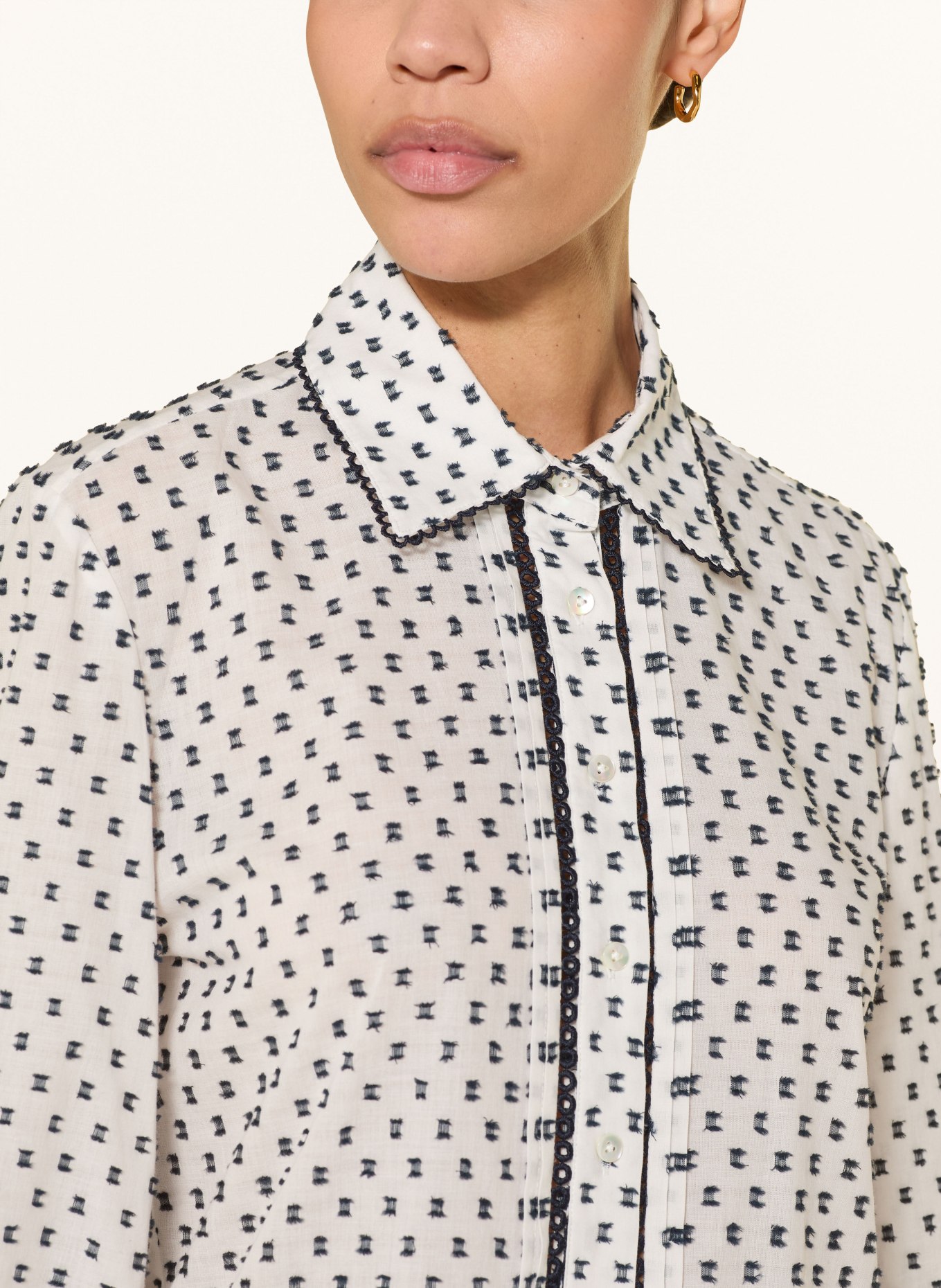 van Laack Bluzka koszulowa VL-CELLINE-PB: BIAŁY / GRANATOWY