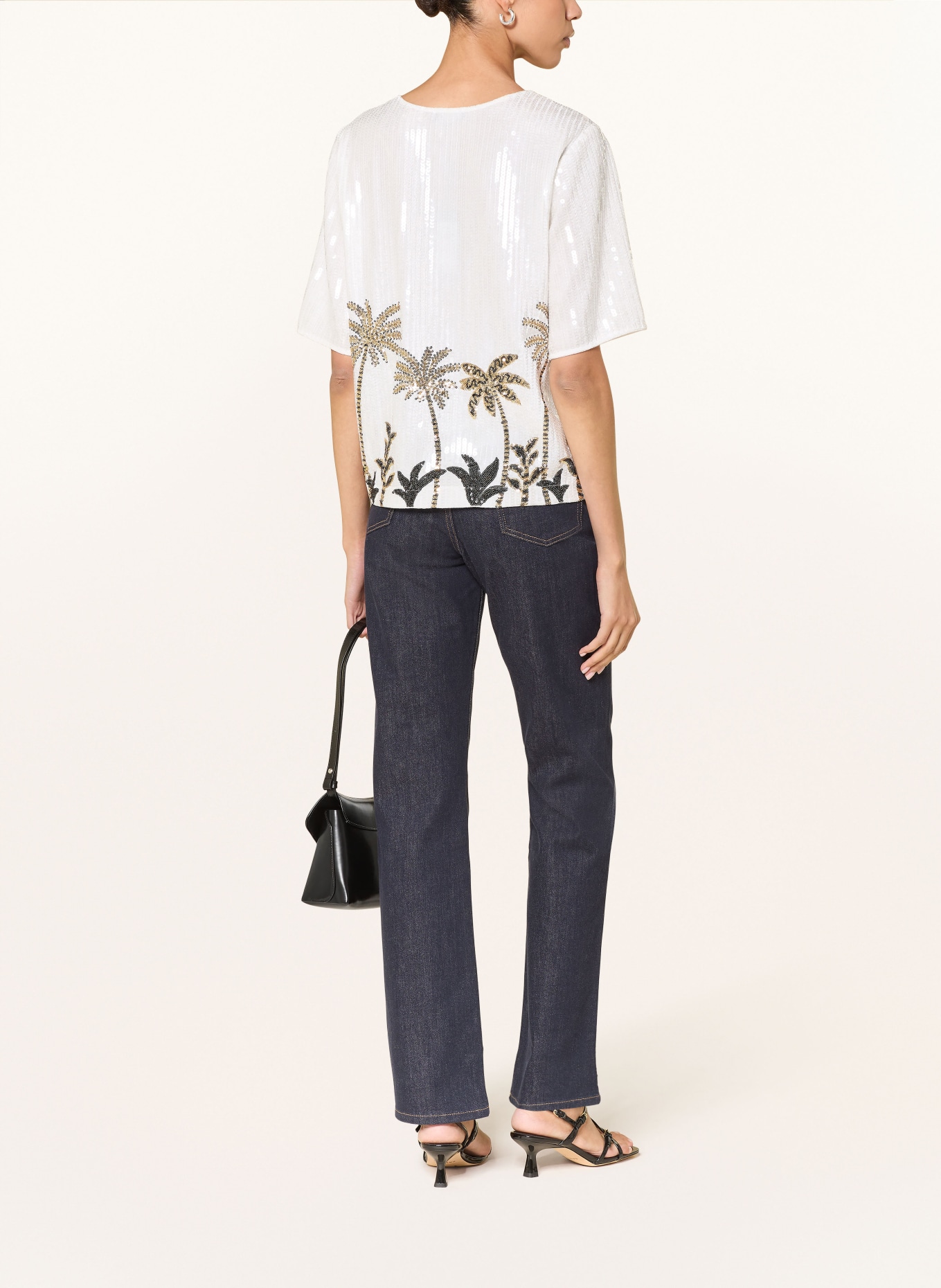 van Laack Blůza VL-JORINA-APPL s flitry: BÍLÁ / ZLATÁ / ČERNÁ