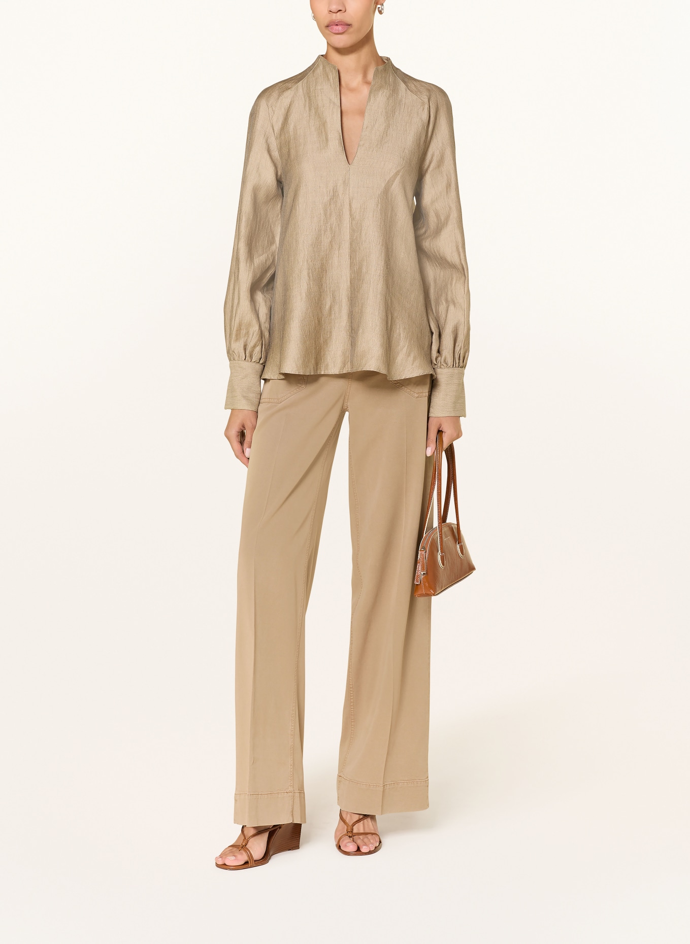 van Laack Blusenshirt VL-ANANI-KN aus Leinen: CAMEL