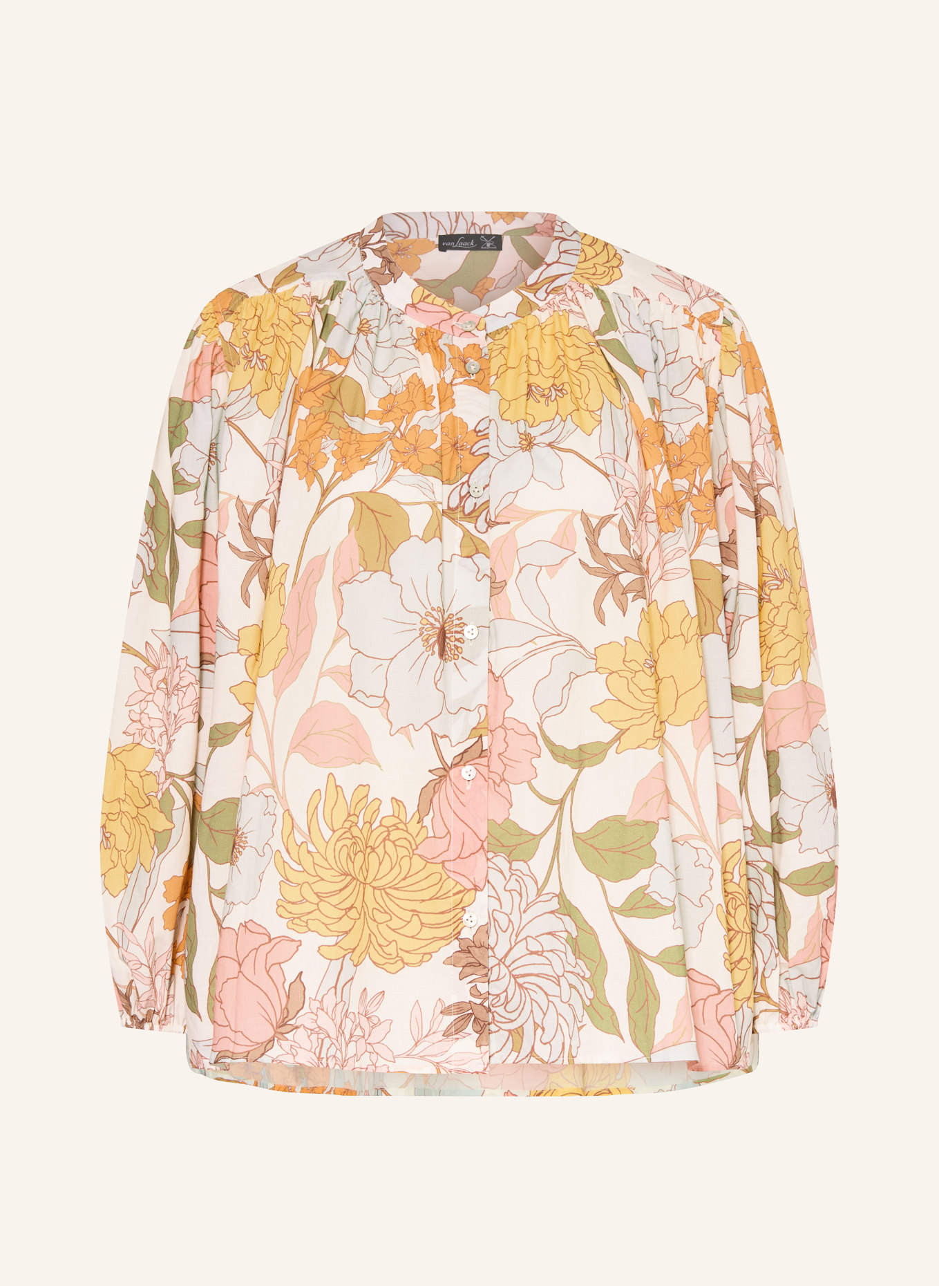 van Laack Bluse VL-CIRAH-KN mit 3/4-Arm: WEISS / GELB / MINT