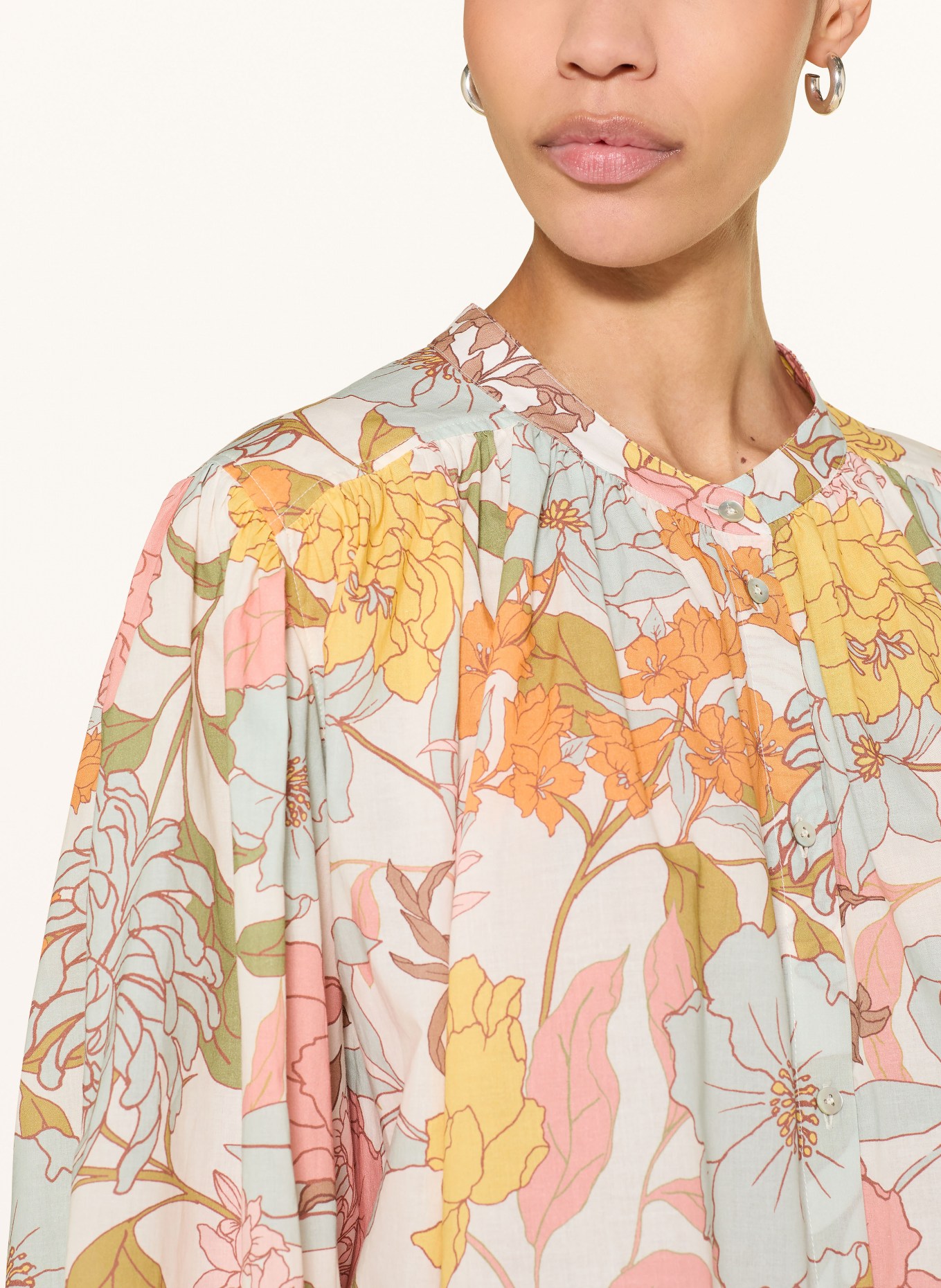 van Laack Bluse VL-CIRAH-KN mit 3/4-Arm: WEISS / GELB / MINT