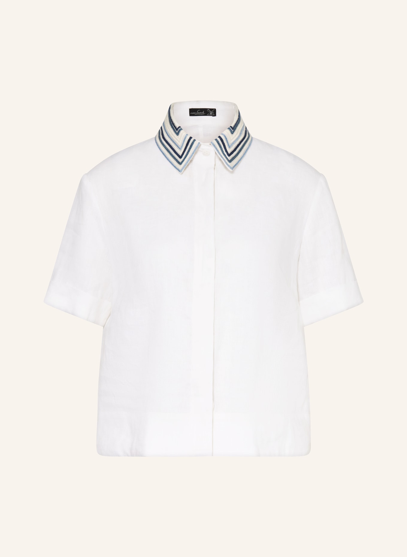 van Laack Bluzka koszulowa VL-AMISE-E z lnu: BIAŁY / JASNONIEBIESKI / GRANATOWY