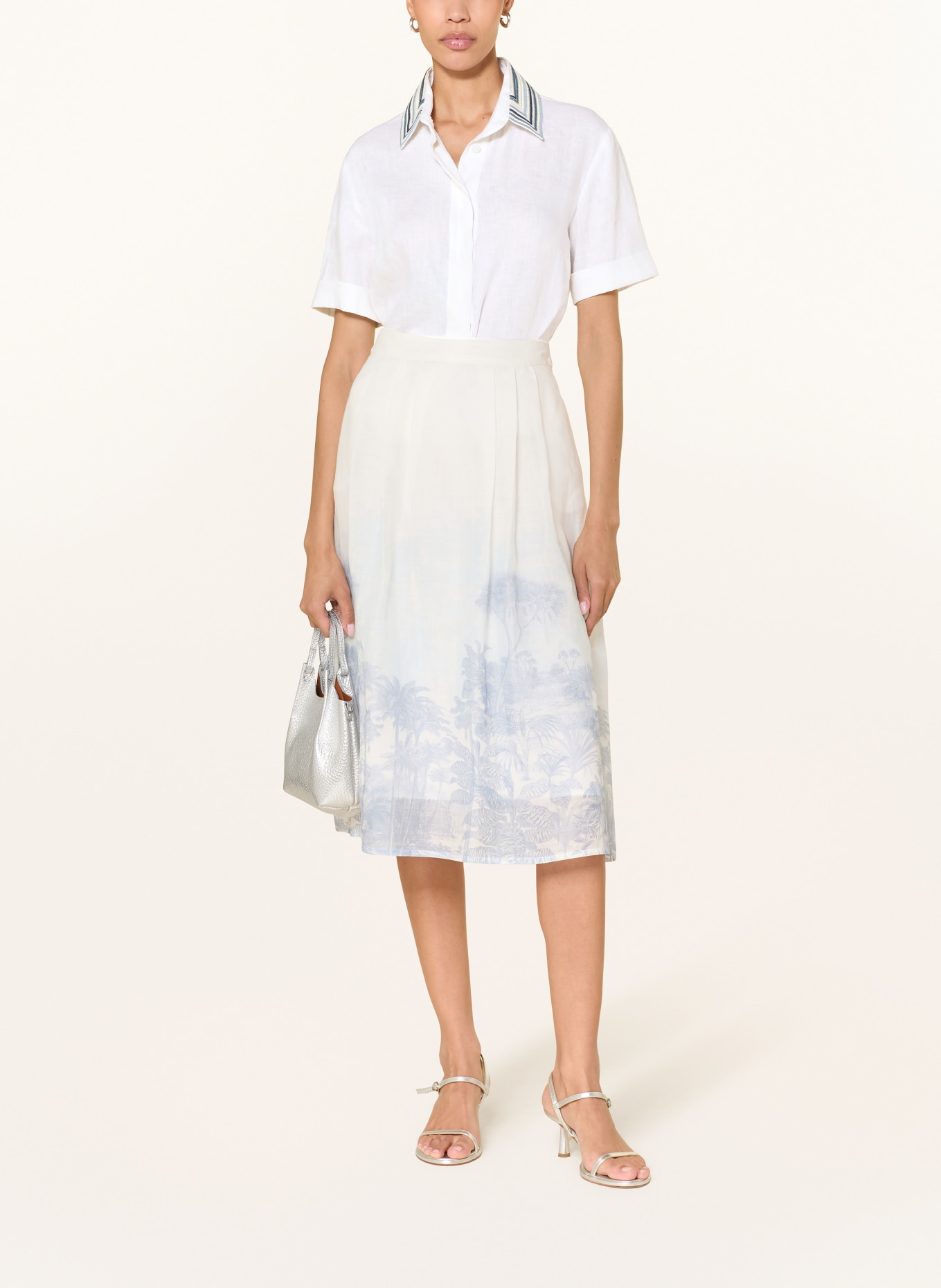 van Laack Bluzka koszulowa VL-AMISE-E z lnu: BIAŁY / JASNONIEBIESKI / GRANATOWY