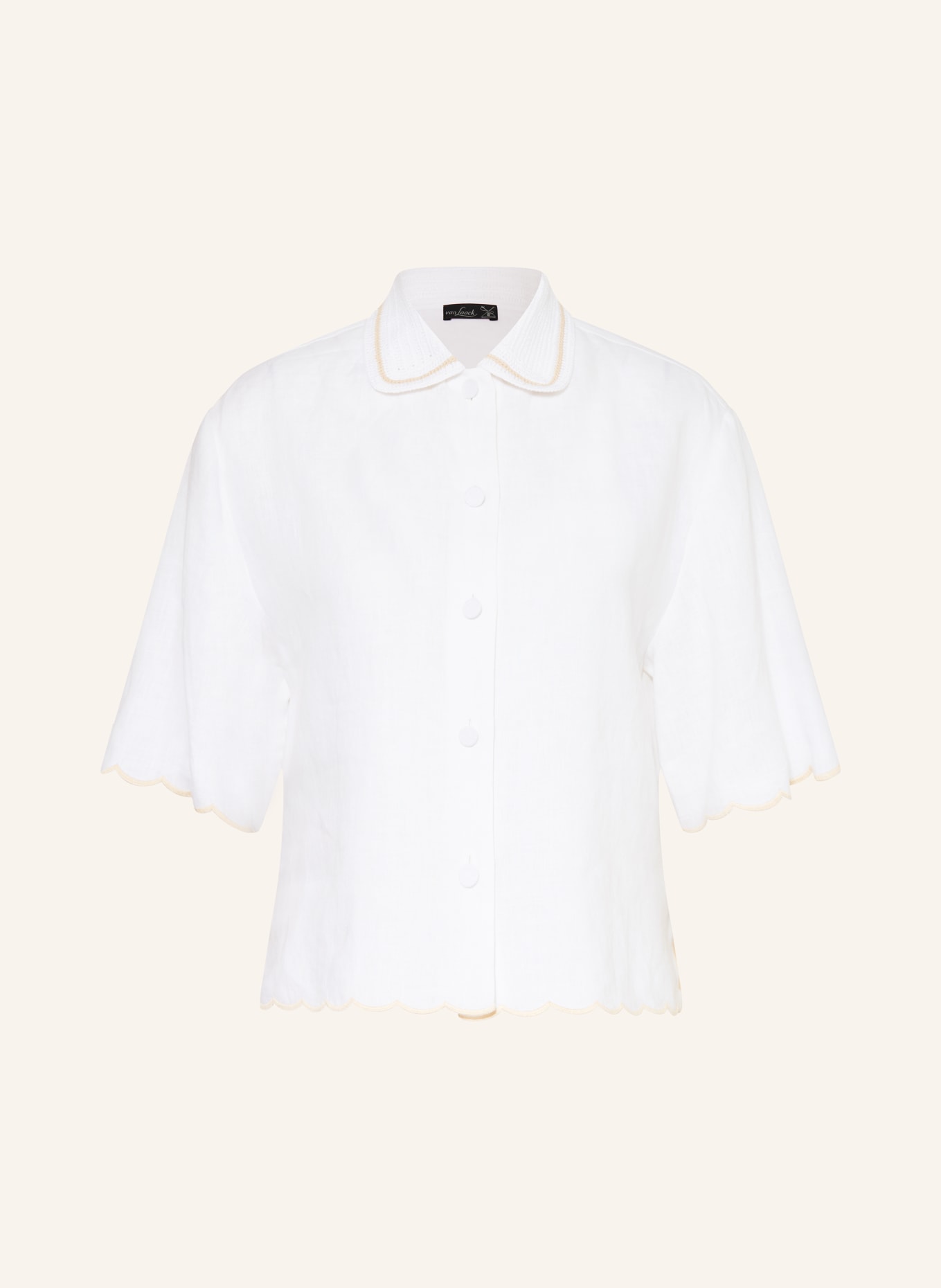 van Laack Leinenbluse VL-TAISHA-CE: WEISS / CAMEL