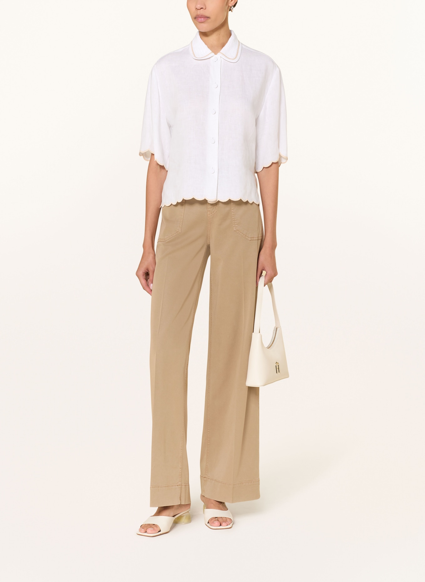 van Laack Leinenbluse VL-TAISHA-CE: WEISS / CAMEL