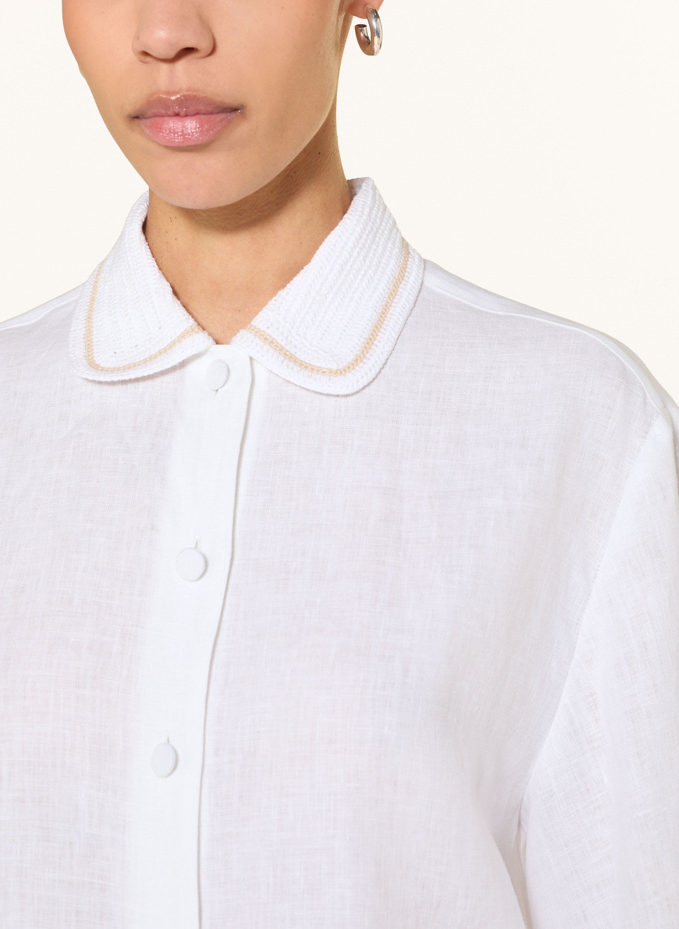 van Laack Leinenbluse VL-TAISHA-CE: WEISS / CAMEL