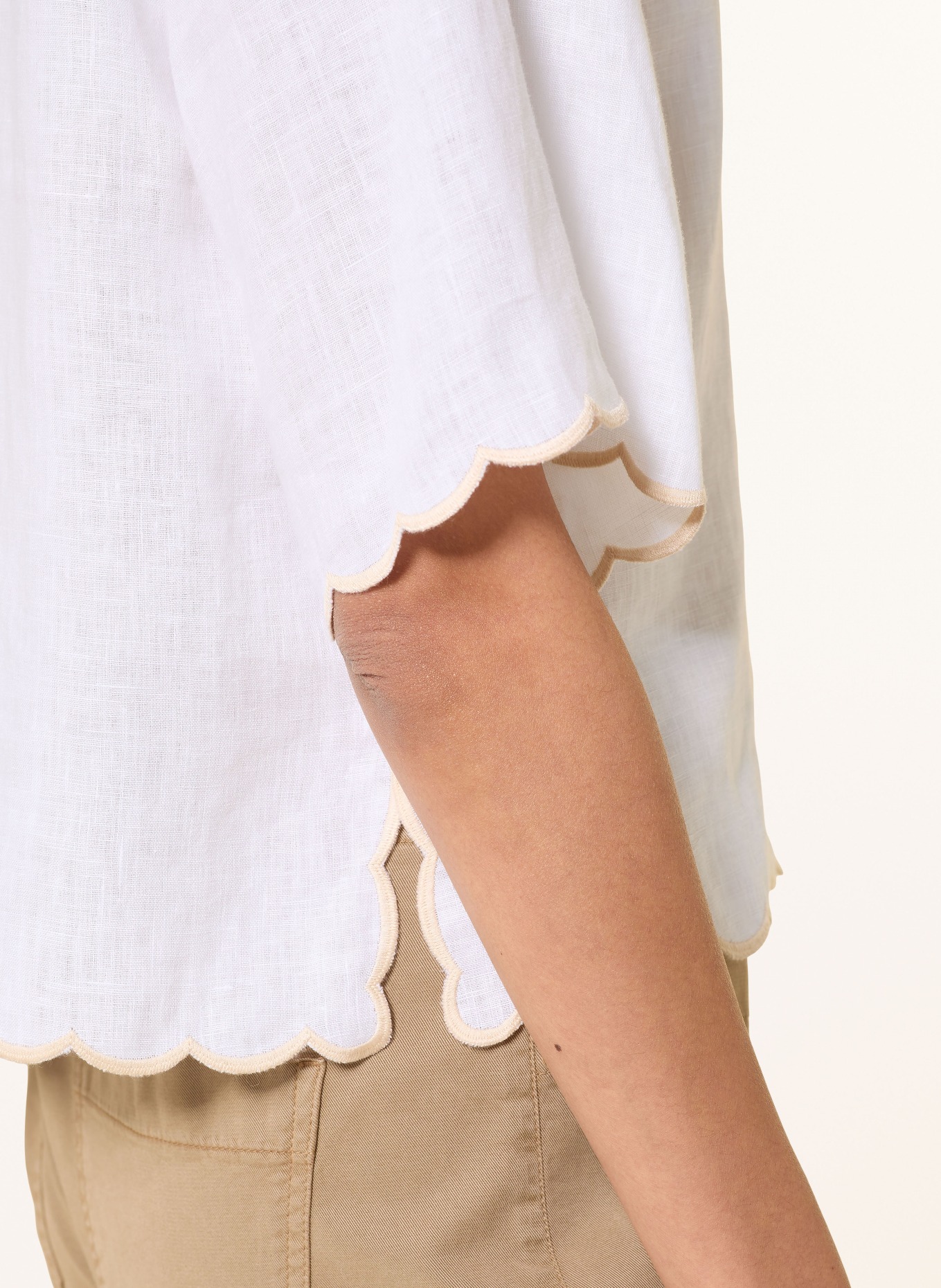 van Laack Leinenbluse VL-TAISHA-CE: WEISS / CAMEL