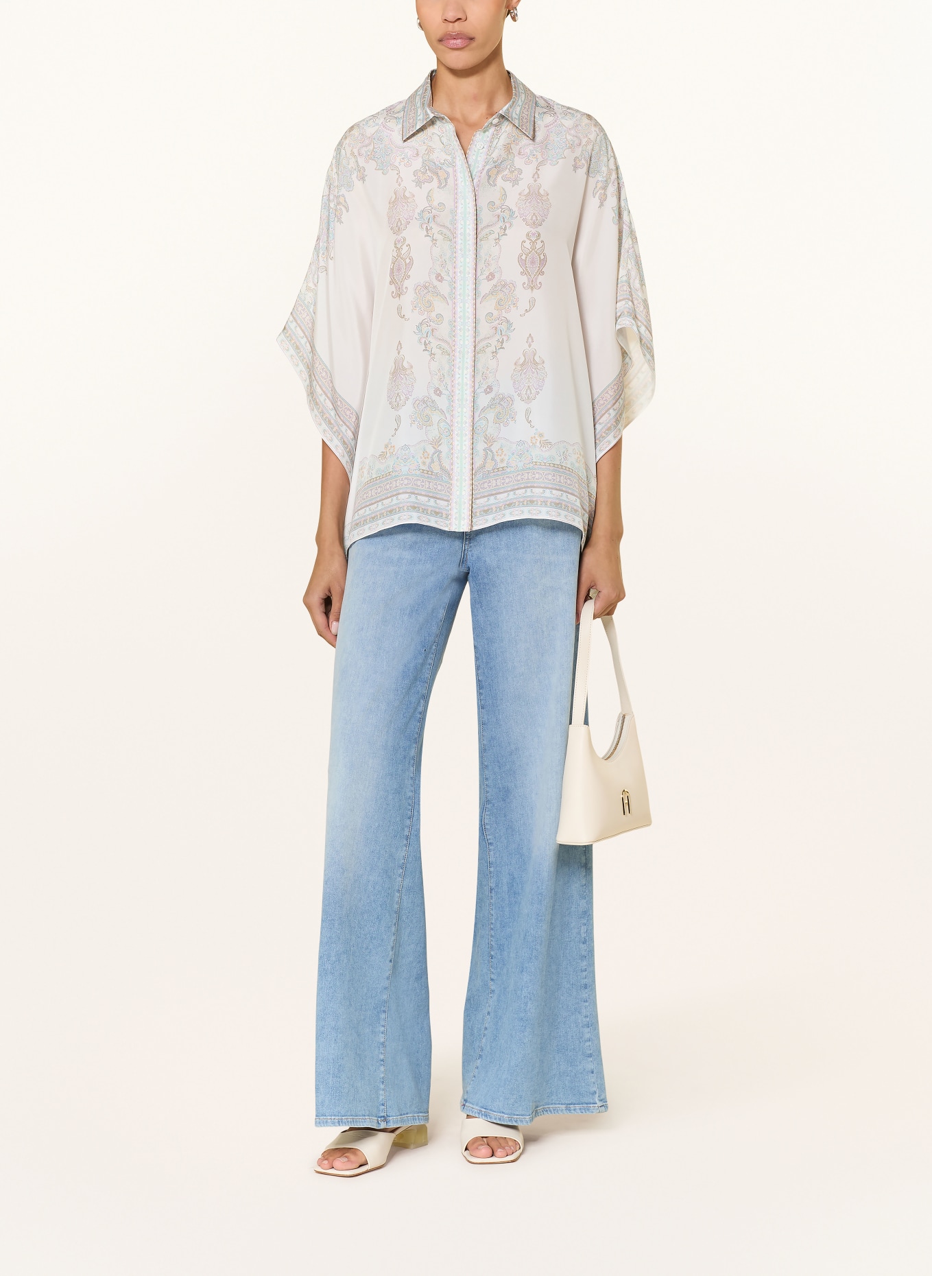 van Laack Bluzka VL-TUJA-PX z jedwabiu: BIAŁY / JASNOFIOLETOWY / MIĘTOWY