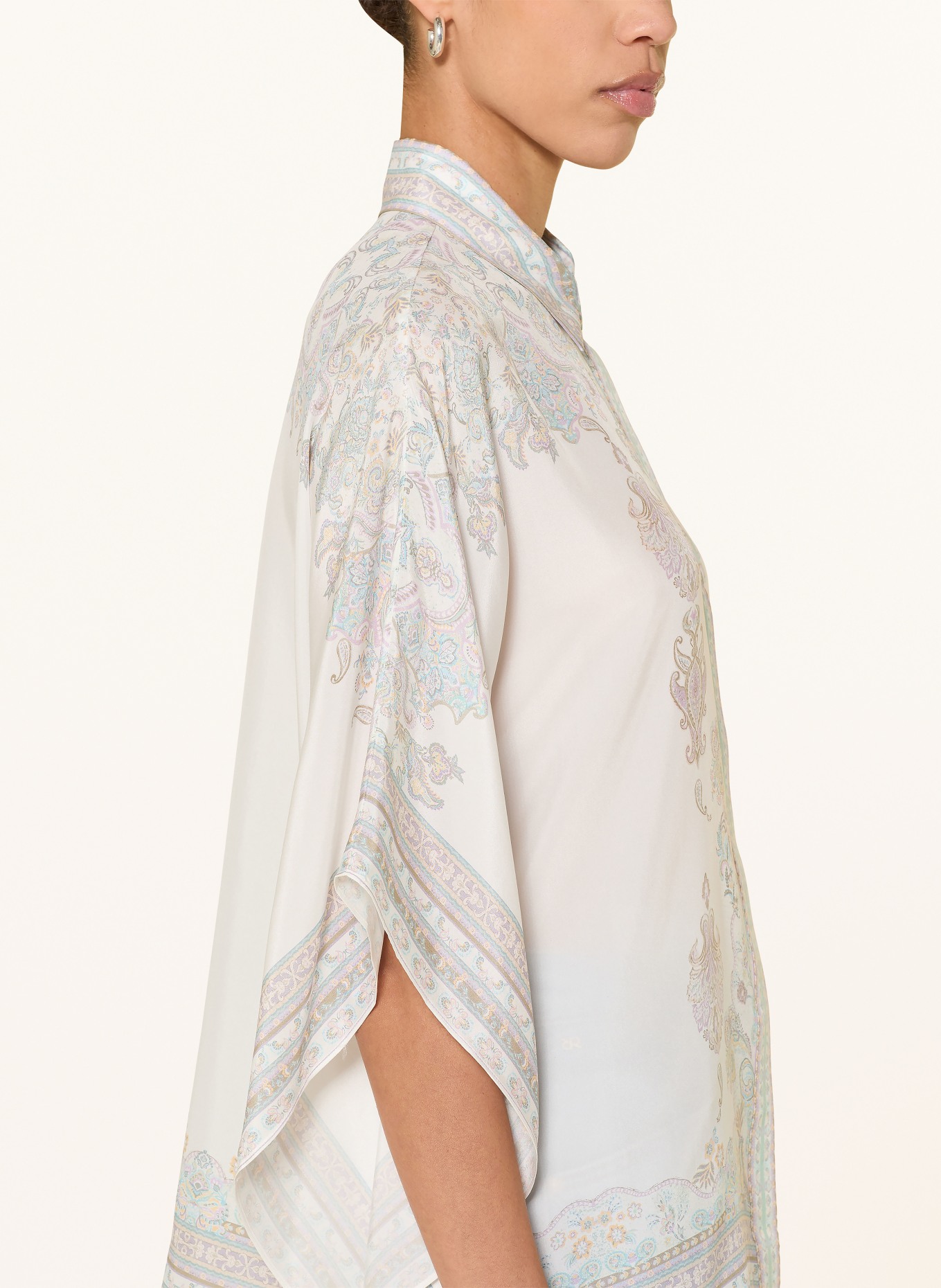 van Laack Bluzka VL-TUJA-PX z jedwabiu: BIAŁY / JASNOFIOLETOWY / MIĘTOWY