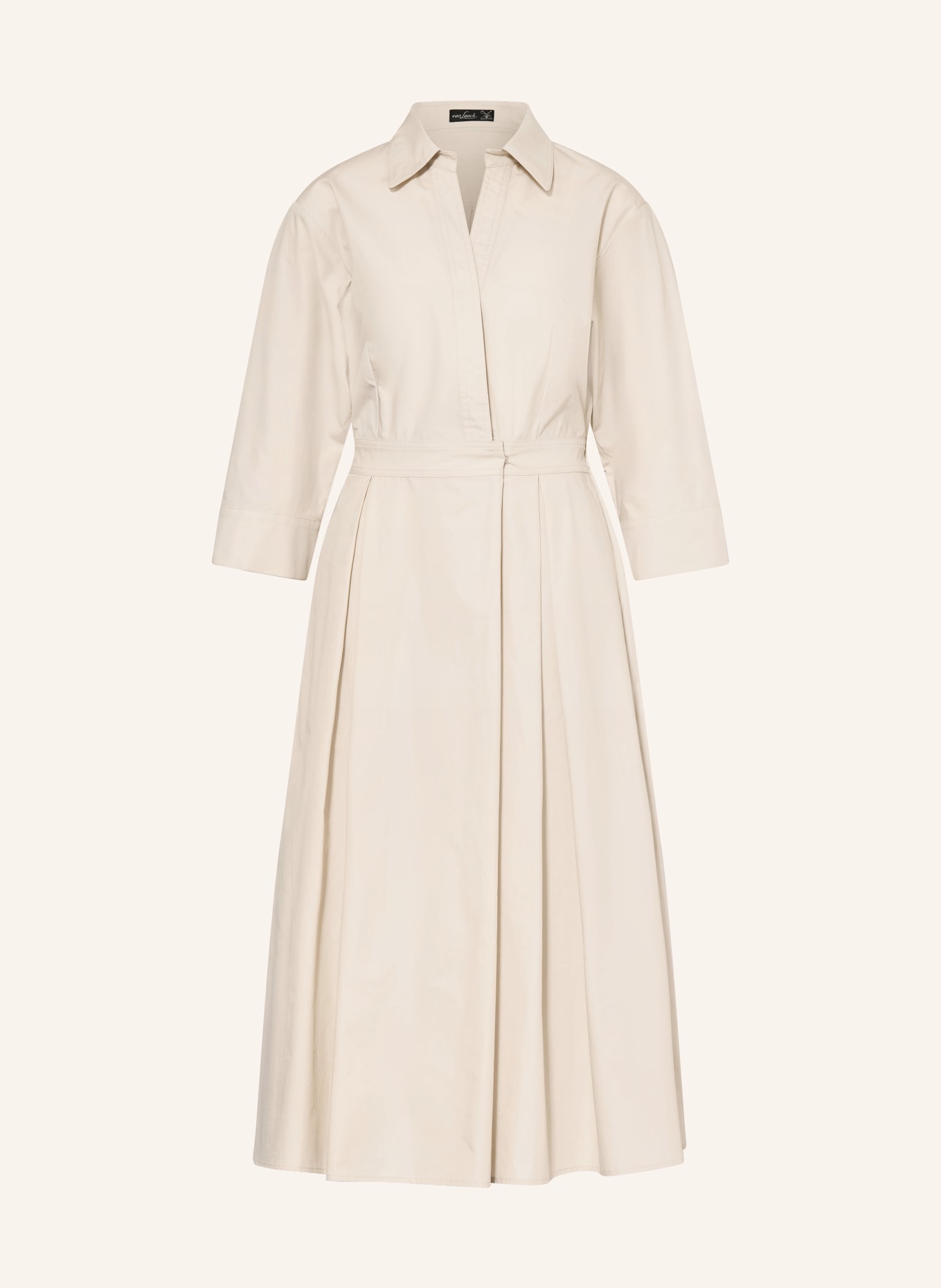 van Laack Hemdblusenkleid VL-KINALA-XX in Wickeloptik mit 3/4-Arm: HELLGRAU