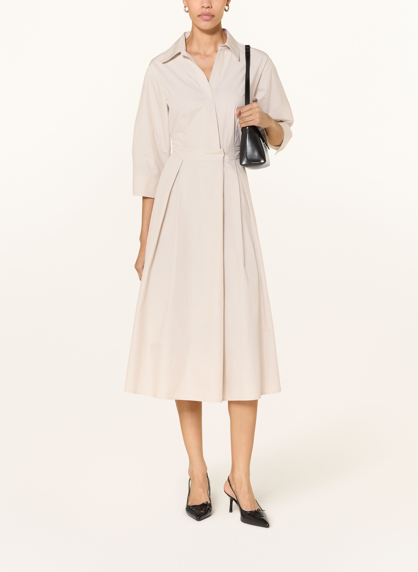 van Laack Hemdblusenkleid VL-KINALA-XX in Wickeloptik mit 3/4-Arm: HELLGRAU