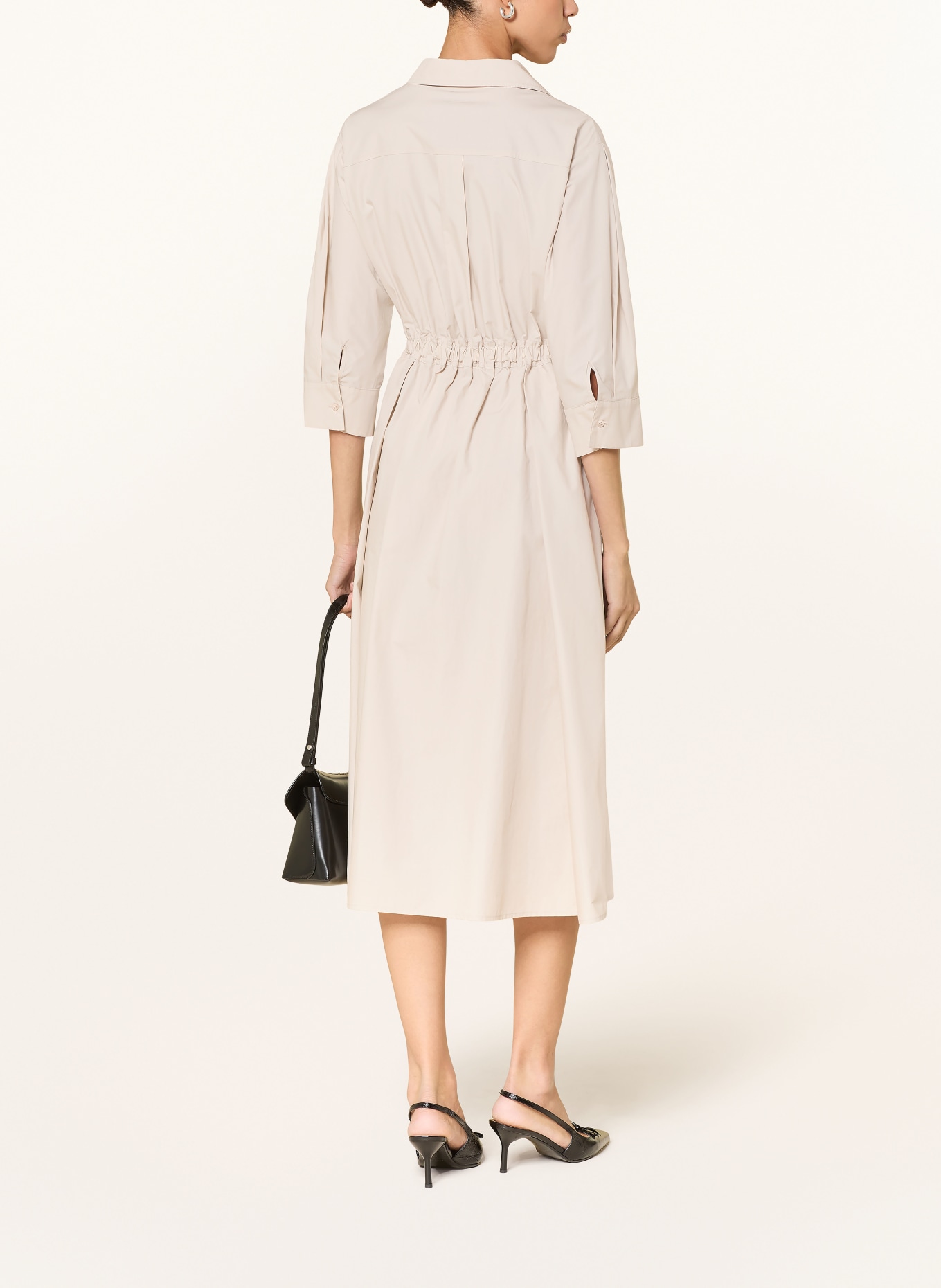 van Laack Hemdblusenkleid VL-KINALA-XX in Wickeloptik mit 3/4-Arm: HELLGRAU