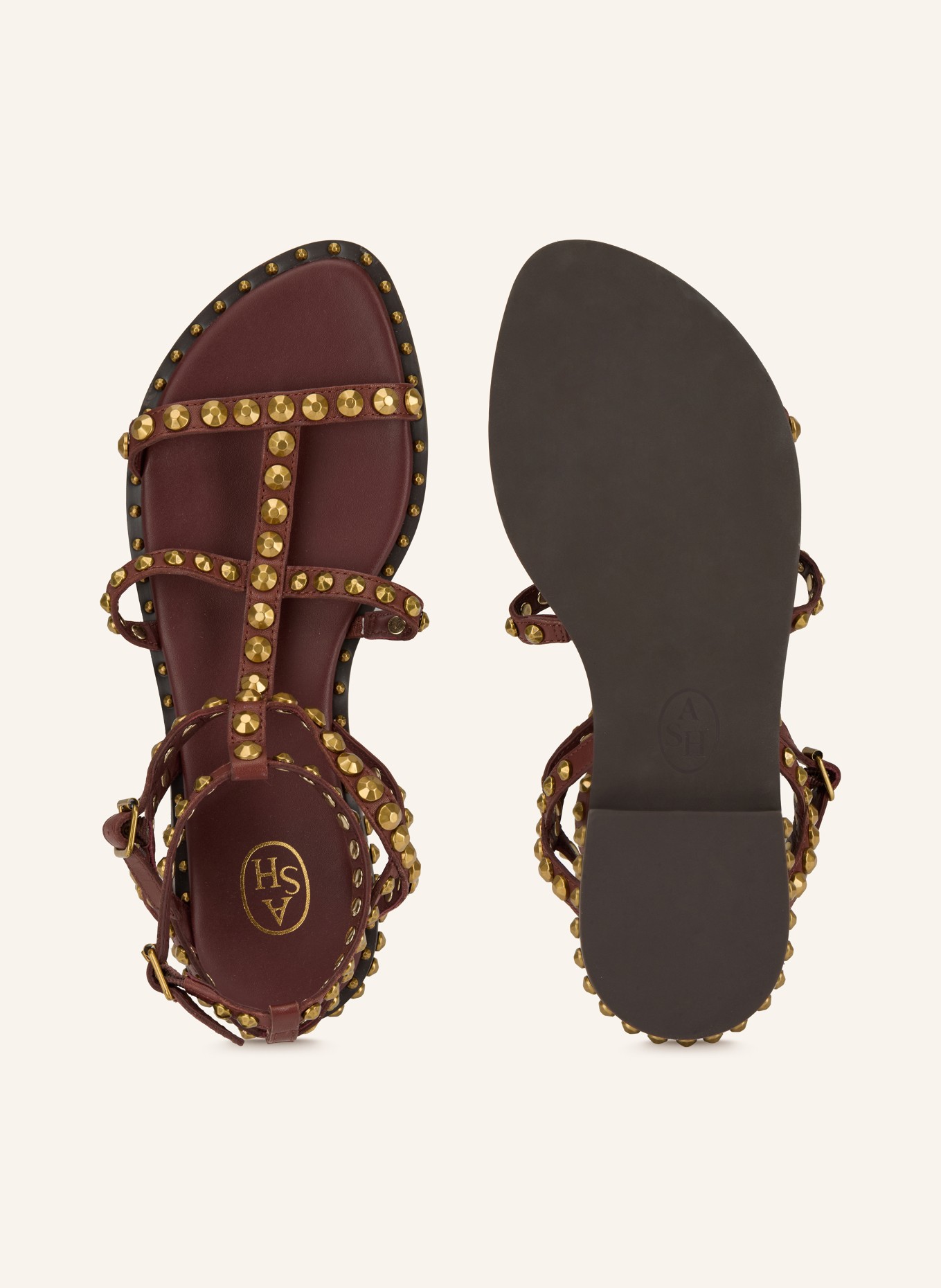 ash Sandalen PRECIOUS mit Nieten: DUNKELBRAUN