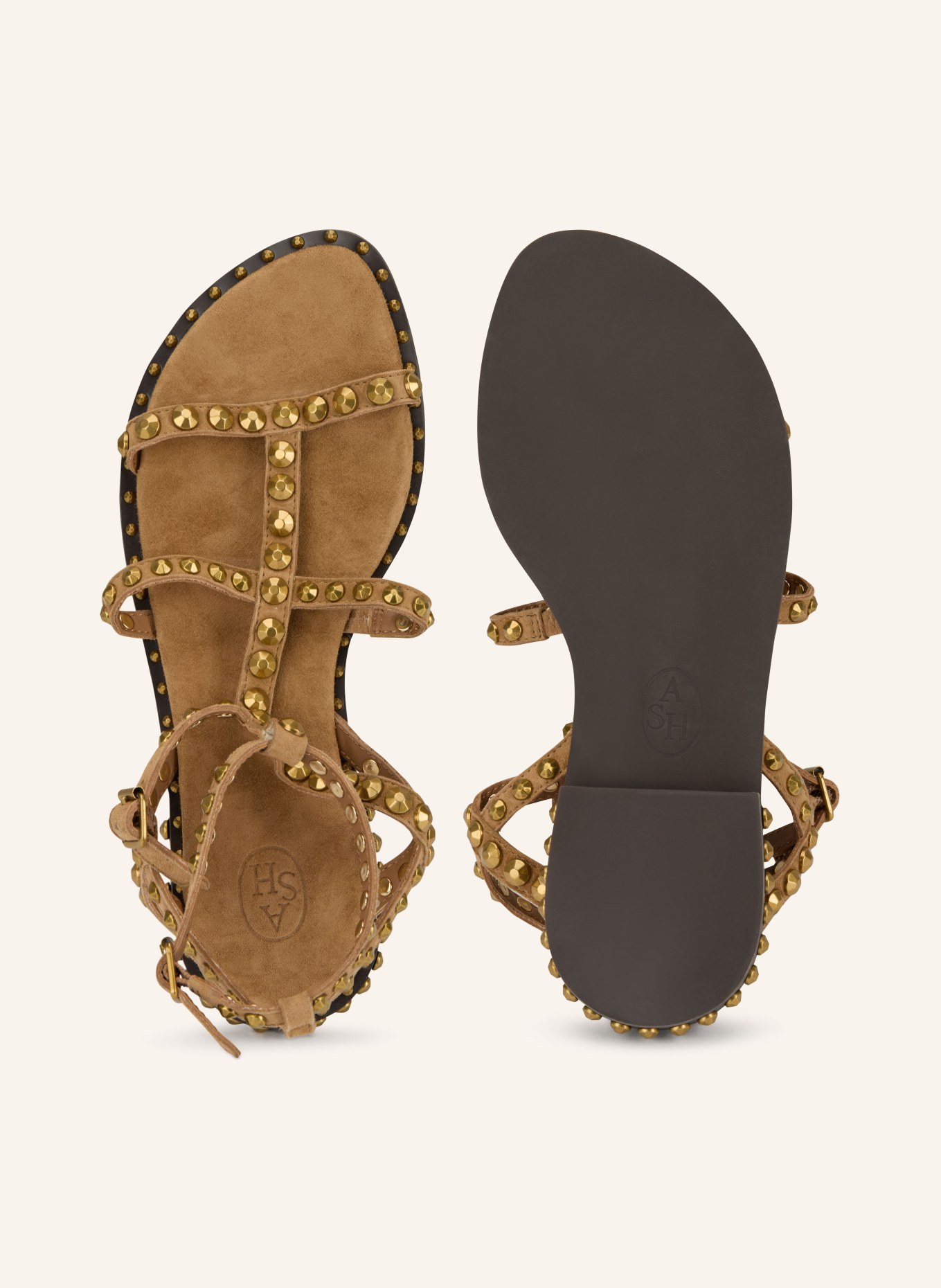 ash Sandalen PRECIOUS mit Nieten: CAMEL