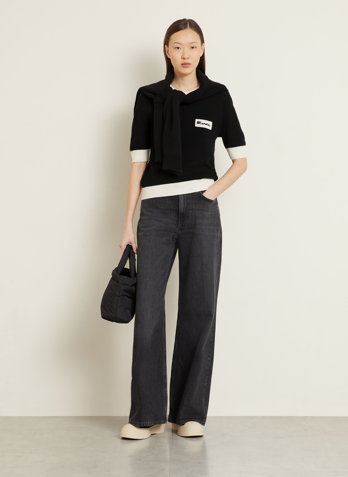 MARNI Strickshirt: SCHWARZ / CREME