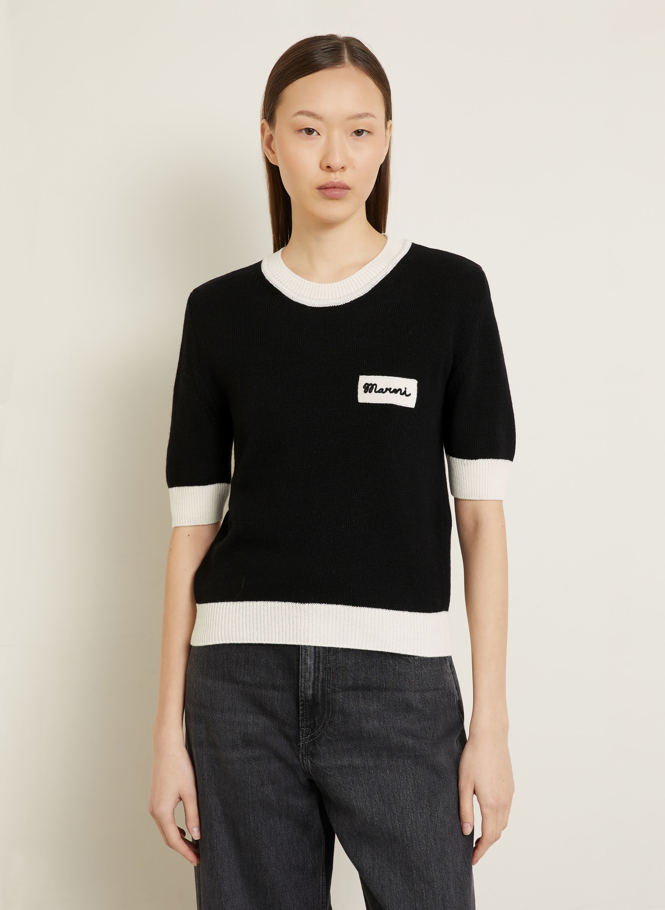 MARNI Strickshirt: SCHWARZ / CREME