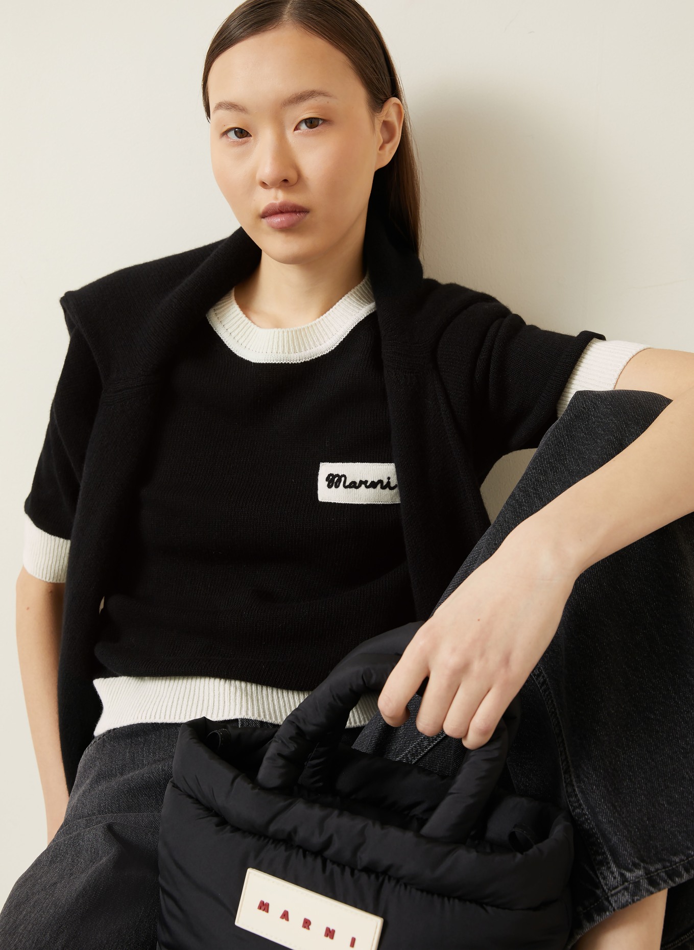 MARNI Strickshirt: SCHWARZ / CREME