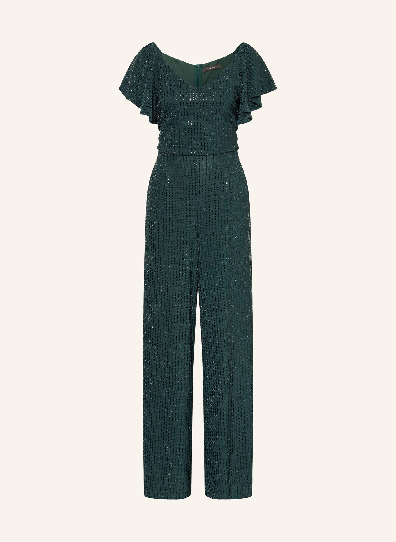 Vera Mont Jumpsuit mit Volants und Pailletten: DUNKELGRÜN