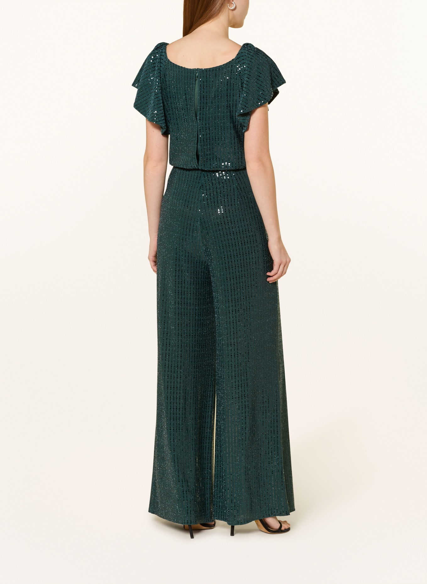 Vera Mont Jumpsuit mit Volants und Pailletten: DUNKELGRÜN