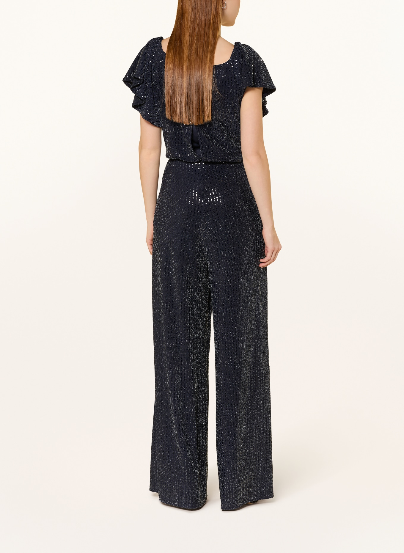 Vera Mont Jumpsuit mit Volants und Pailletten: DUNKELBLAU